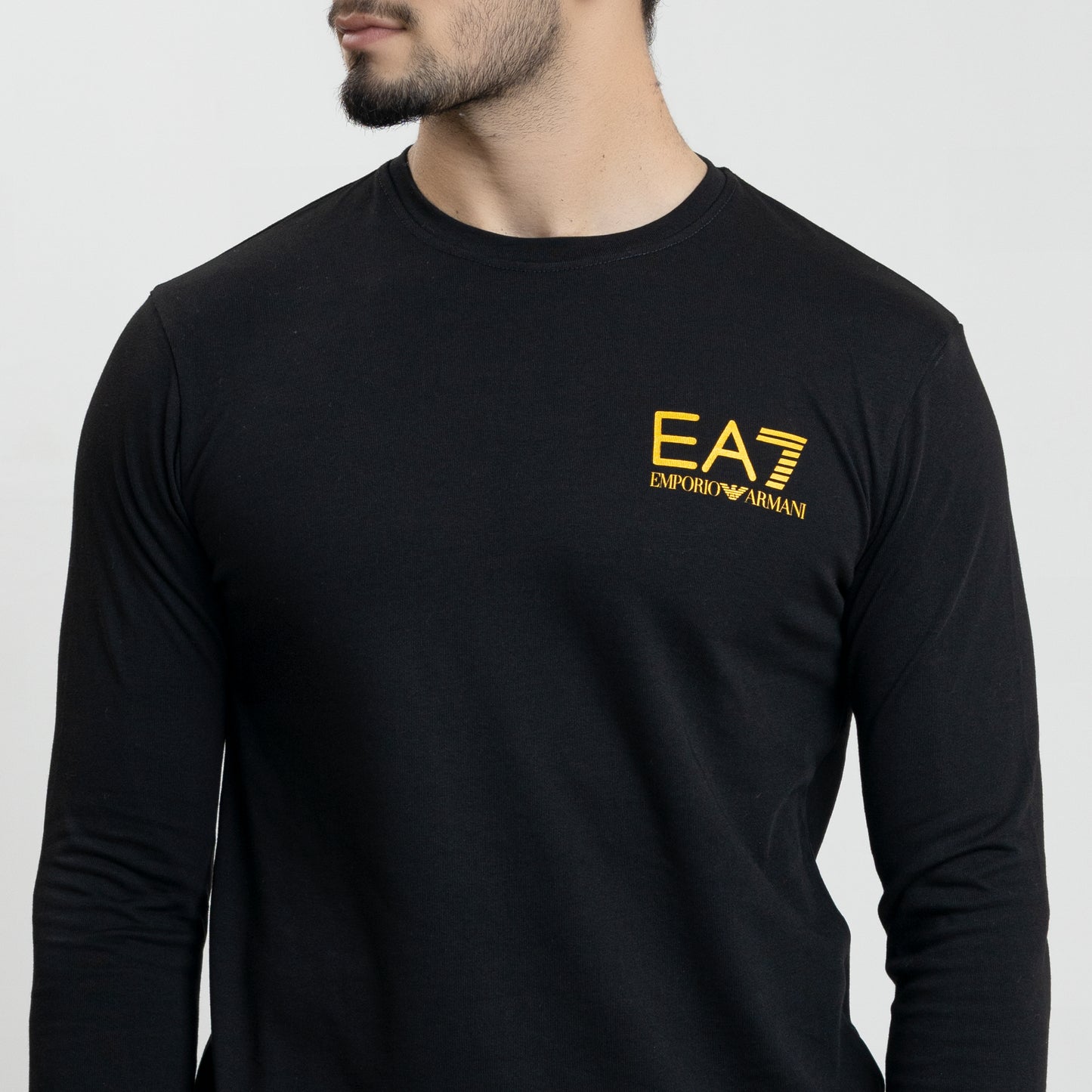 Long Sleeves T-Shirt Gold Print - Black
