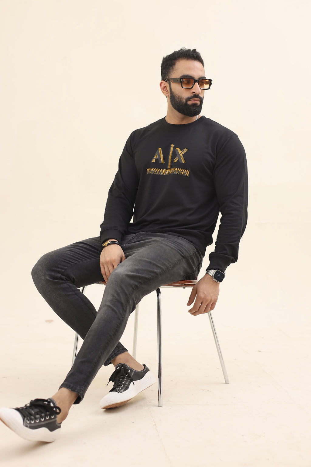 AX Sweatshirt - Golden Print Black