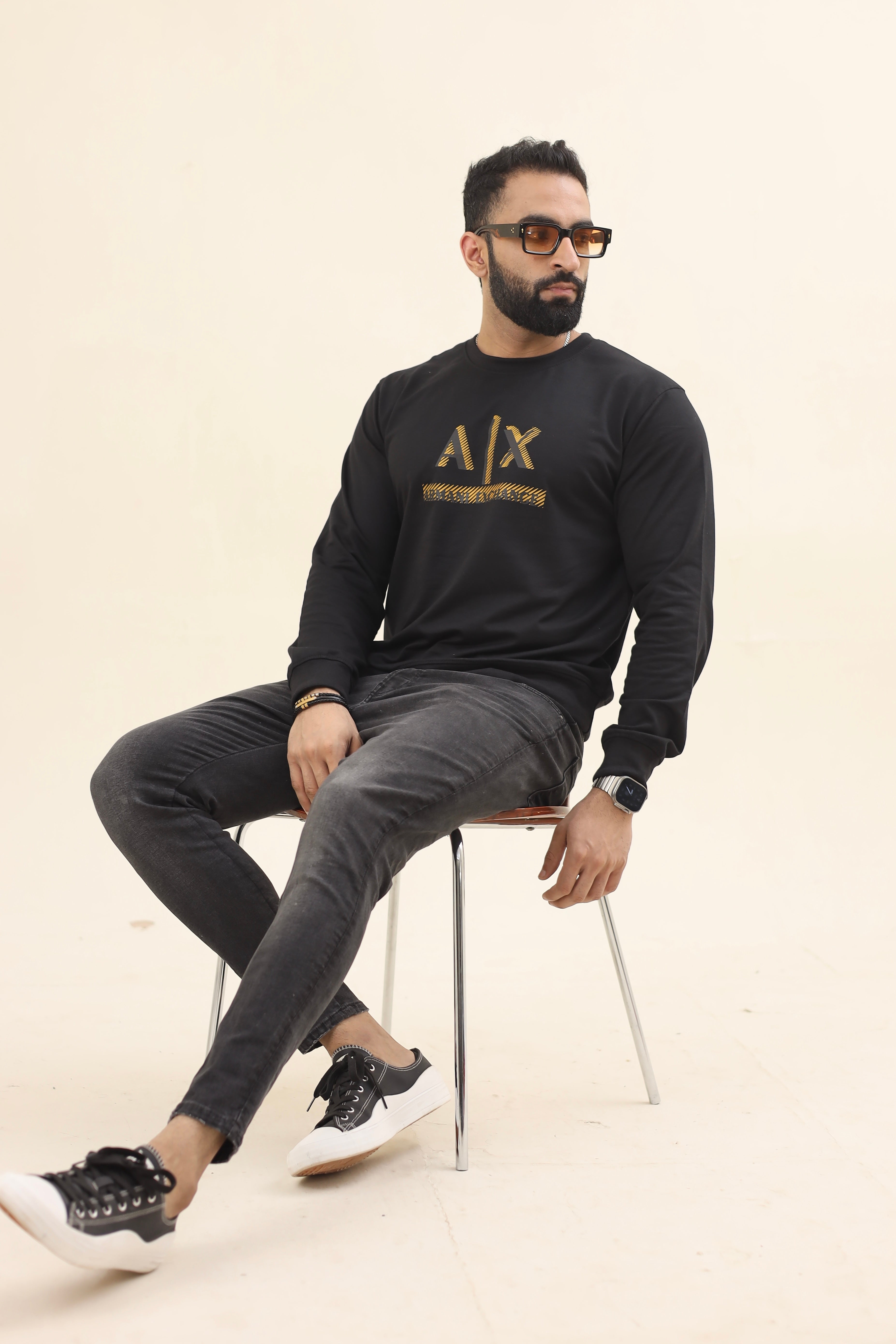 AX Sweatshirt - Golden Print Black