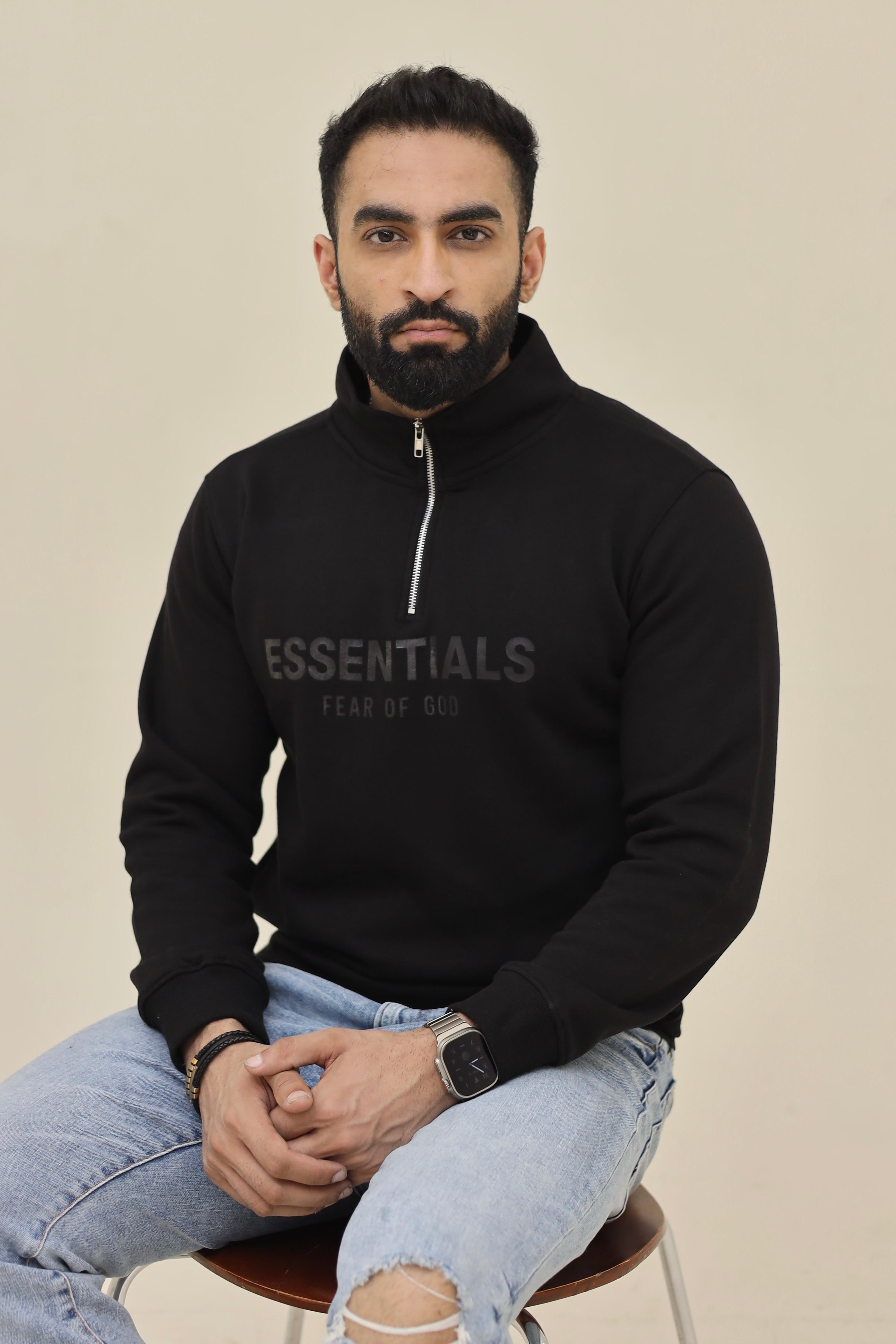 Essential Mock neck zipper - Black