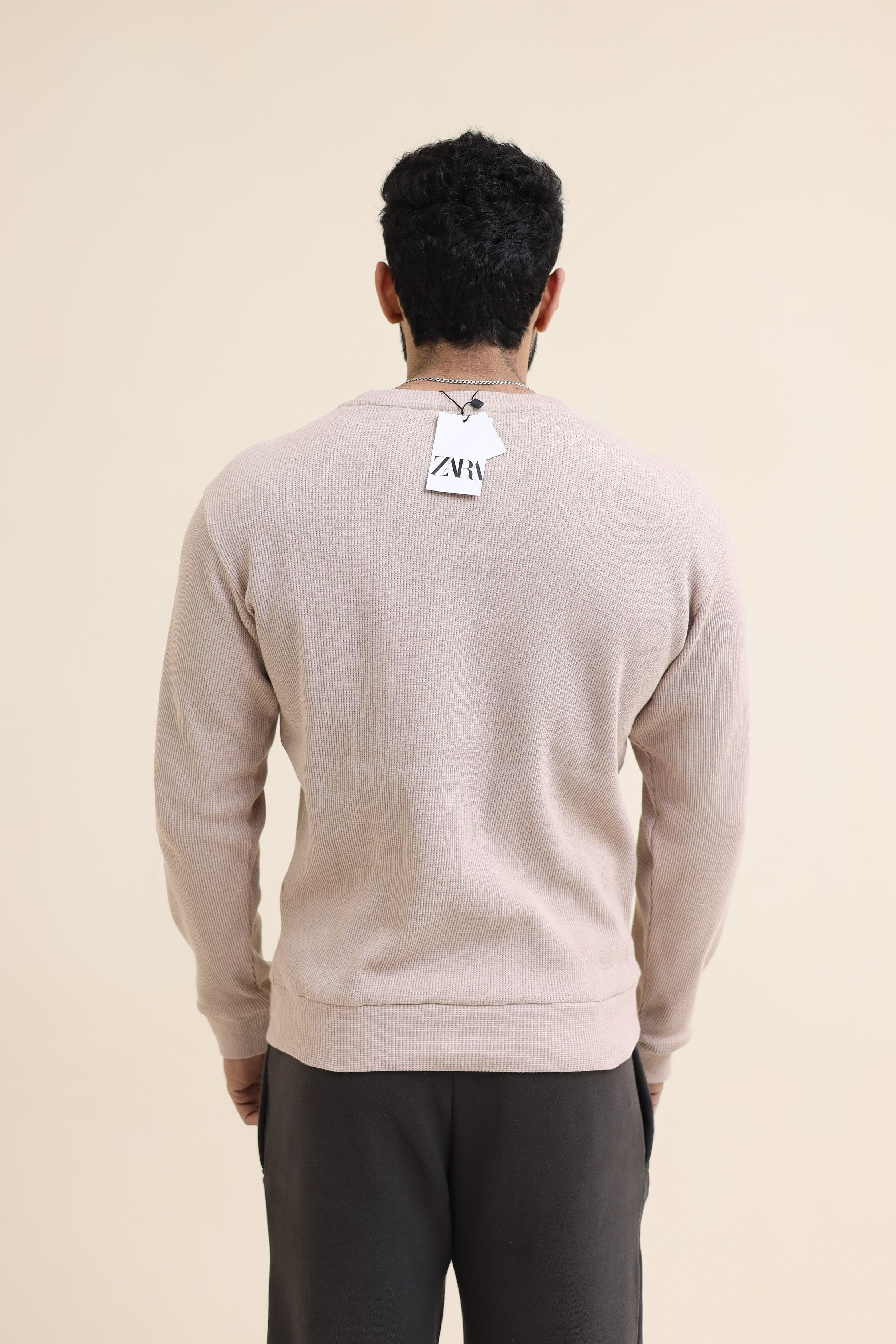 ZRA Waffle Textured Sweatshirt - Beige