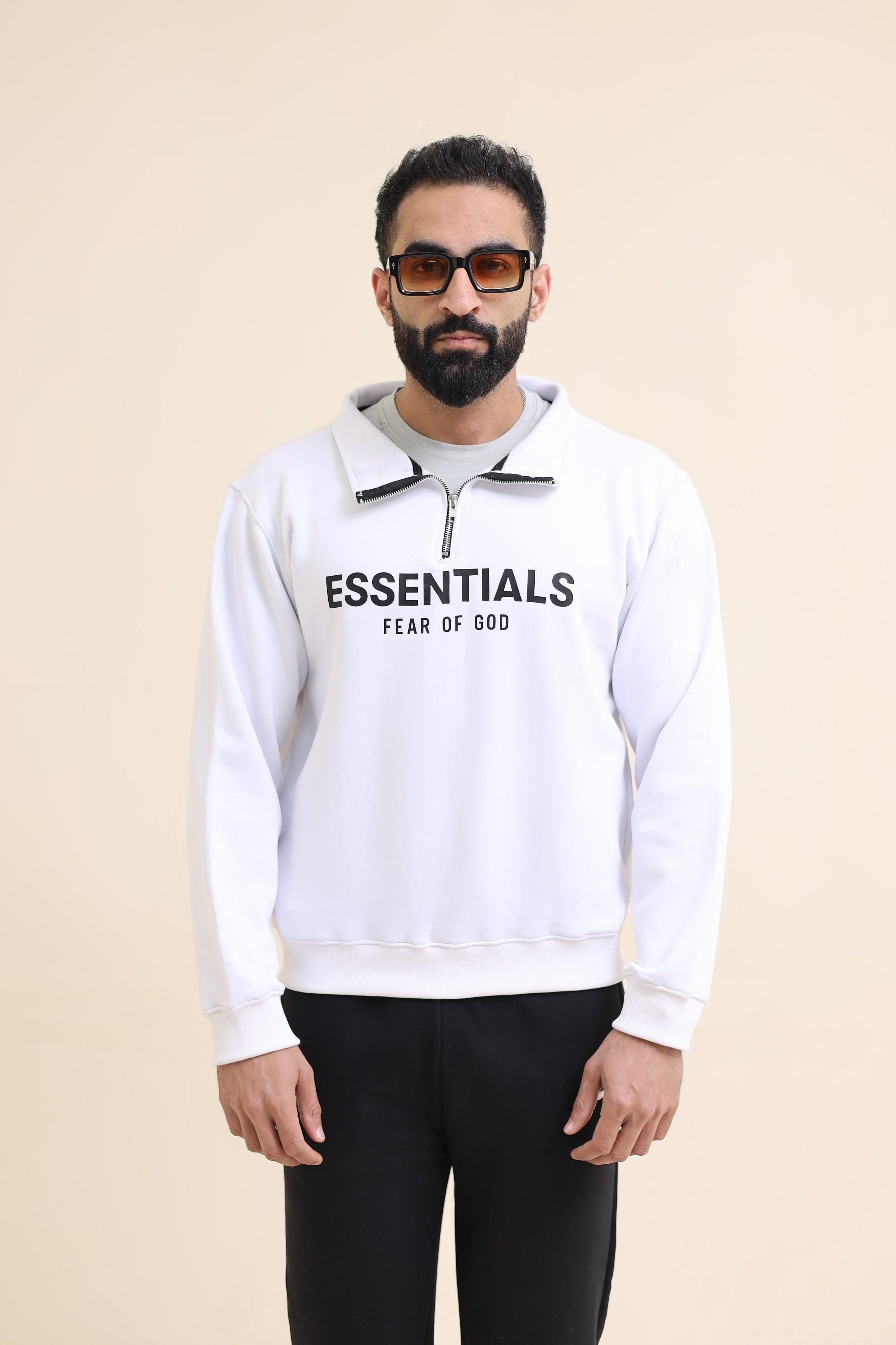 Essential Mock neck zipper - White