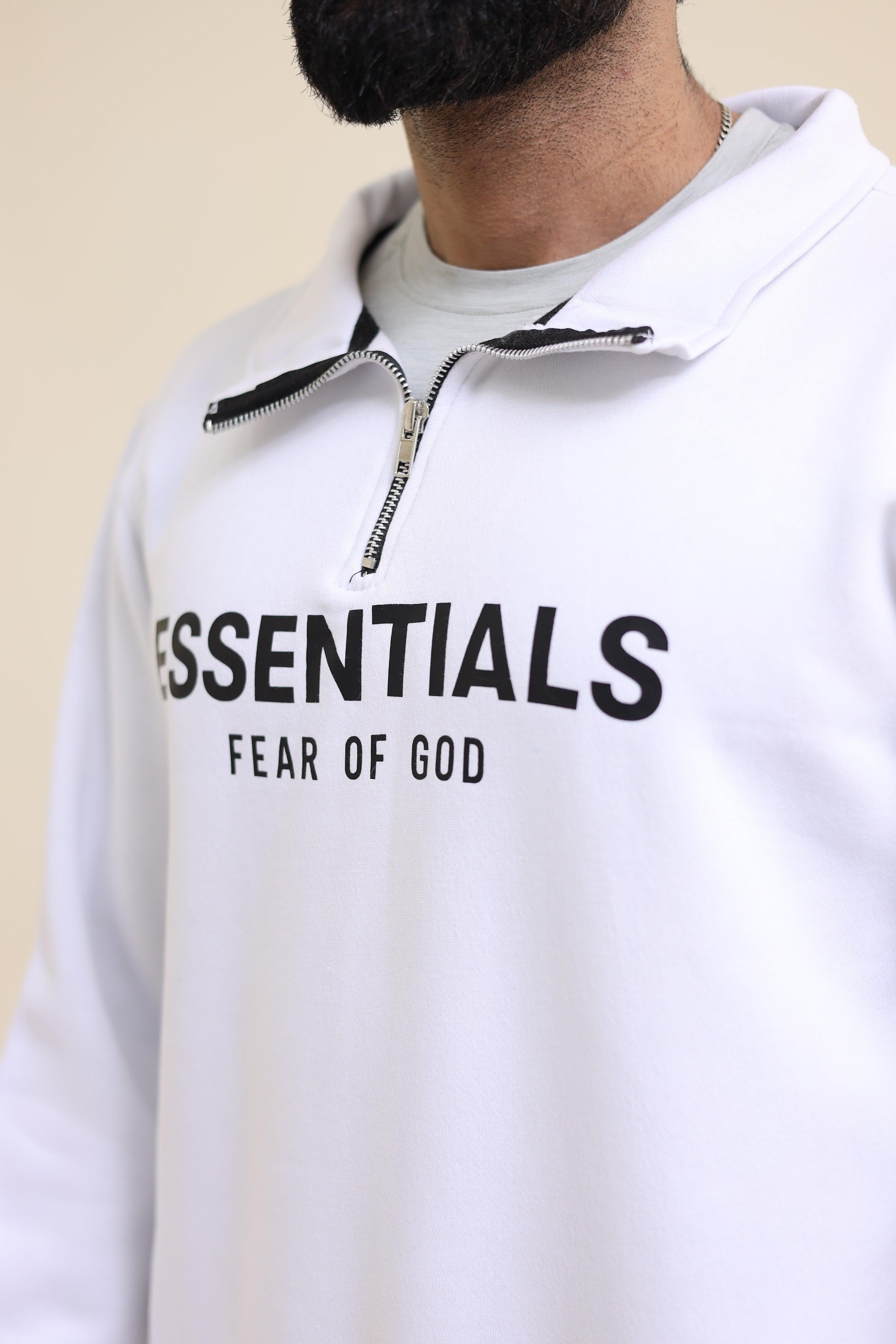 Essential Mock neck zipper - White