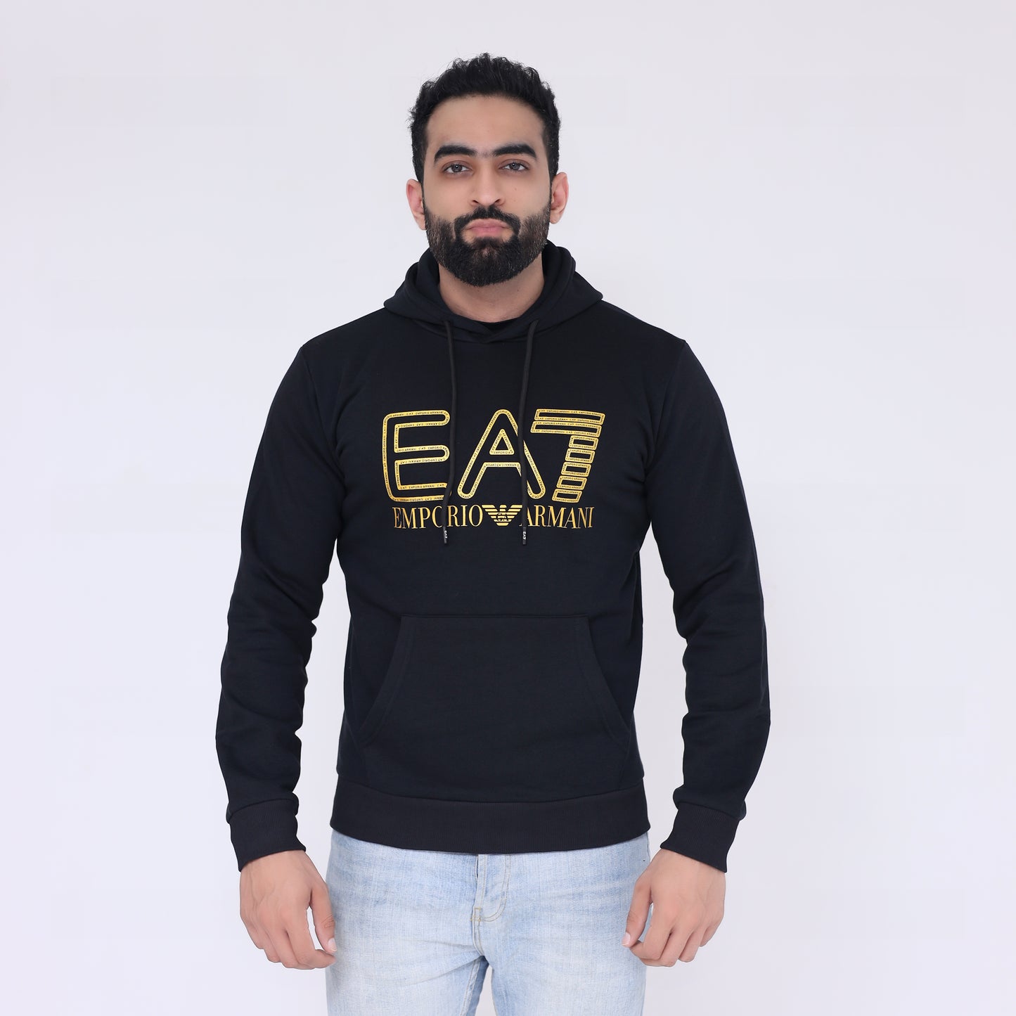 Hoodie Gold Print - Black