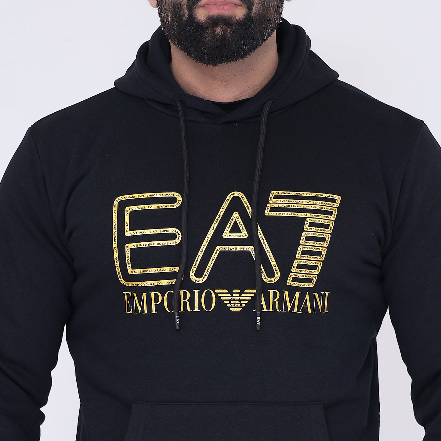 Hoodie Gold Print - Black