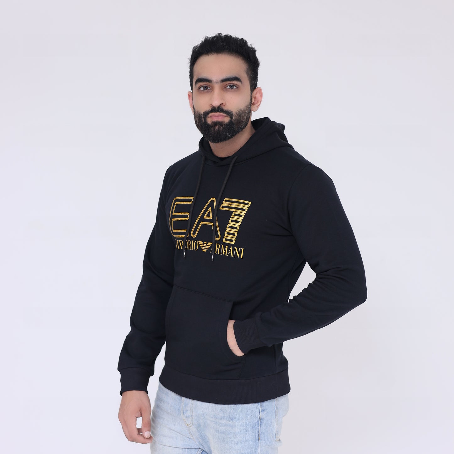 Hoodie Gold Print - Black