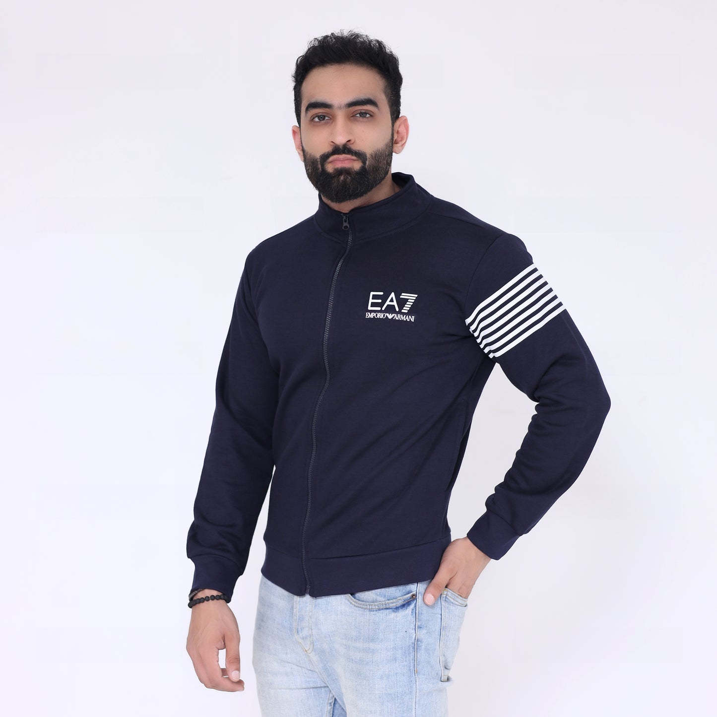 Zipper Mock Neck - Navy