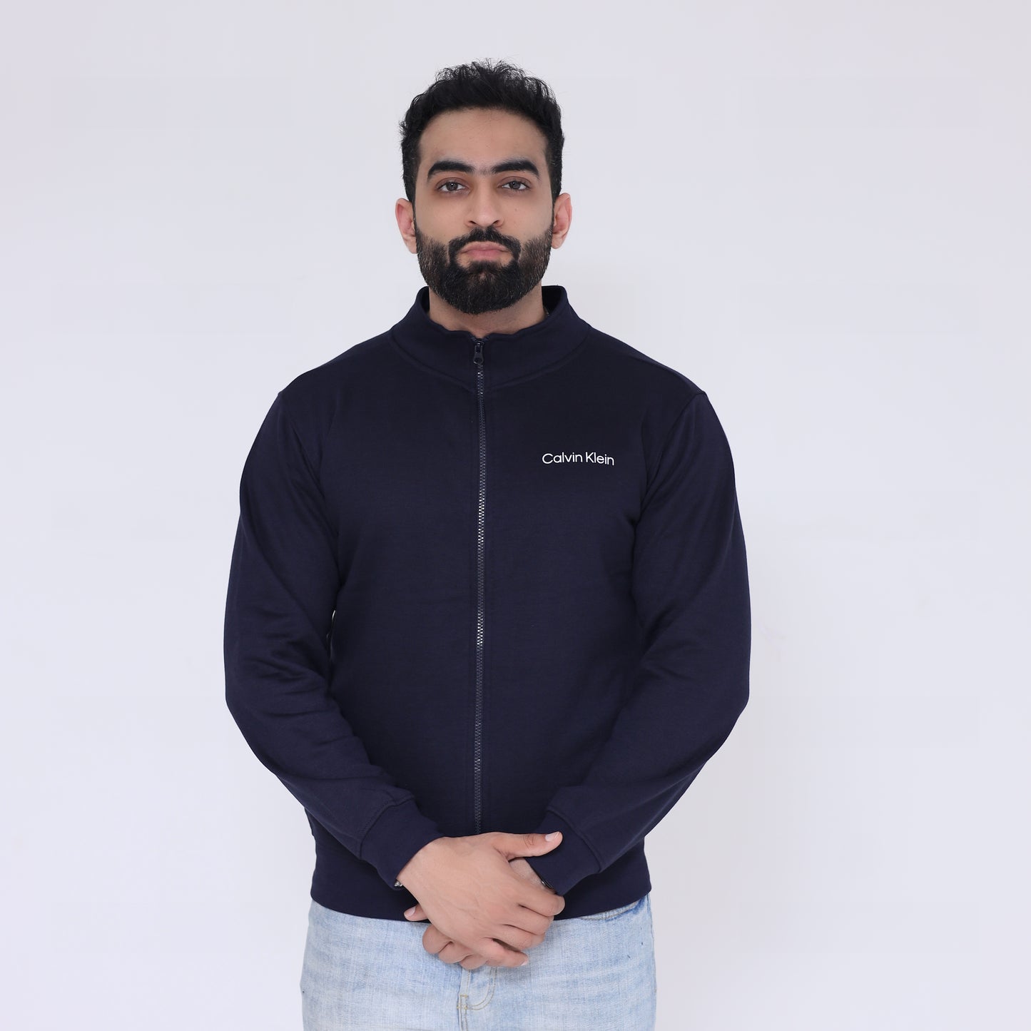 Zipper Mock Neck - Navy