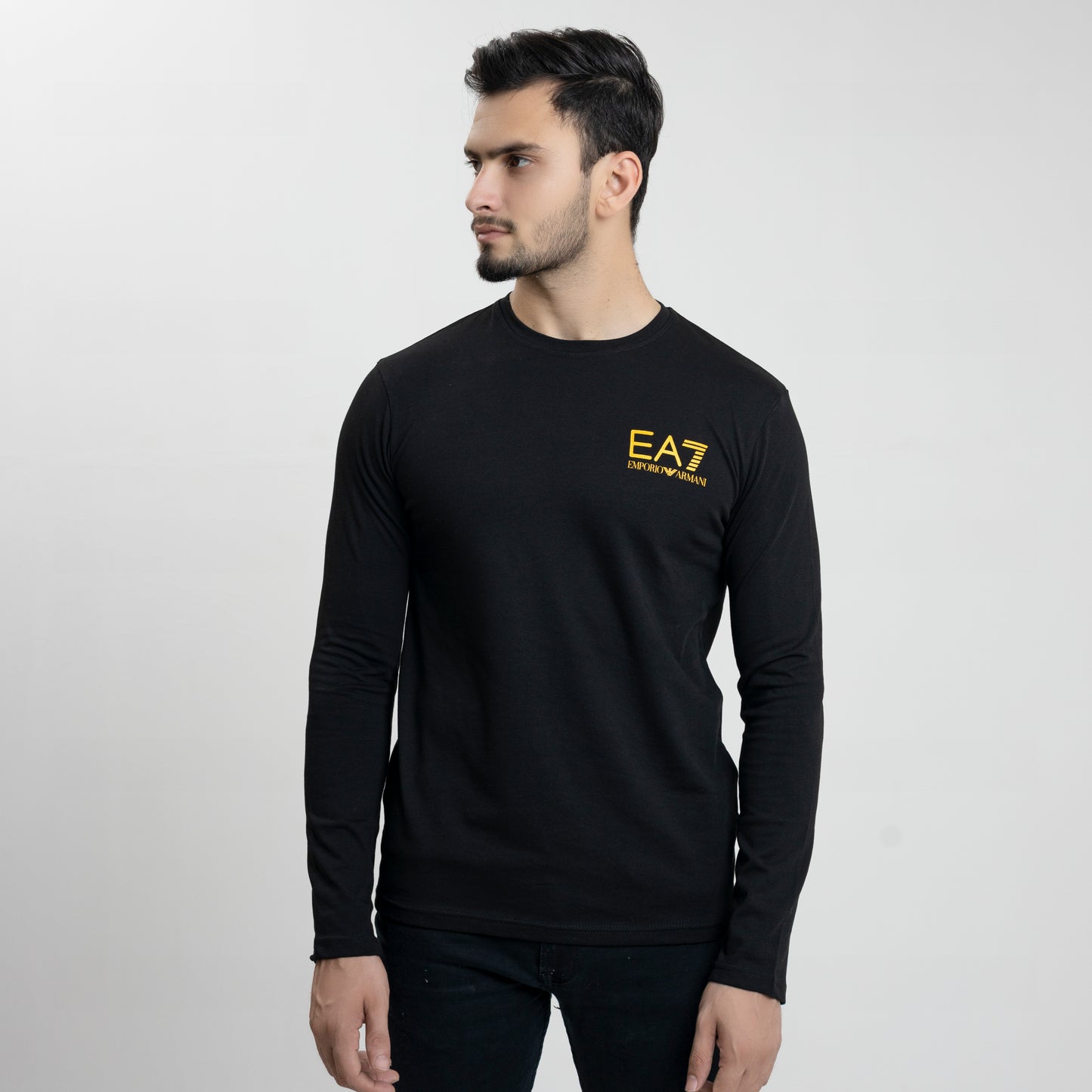 Long Sleeves T-Shirt Gold Print - Black