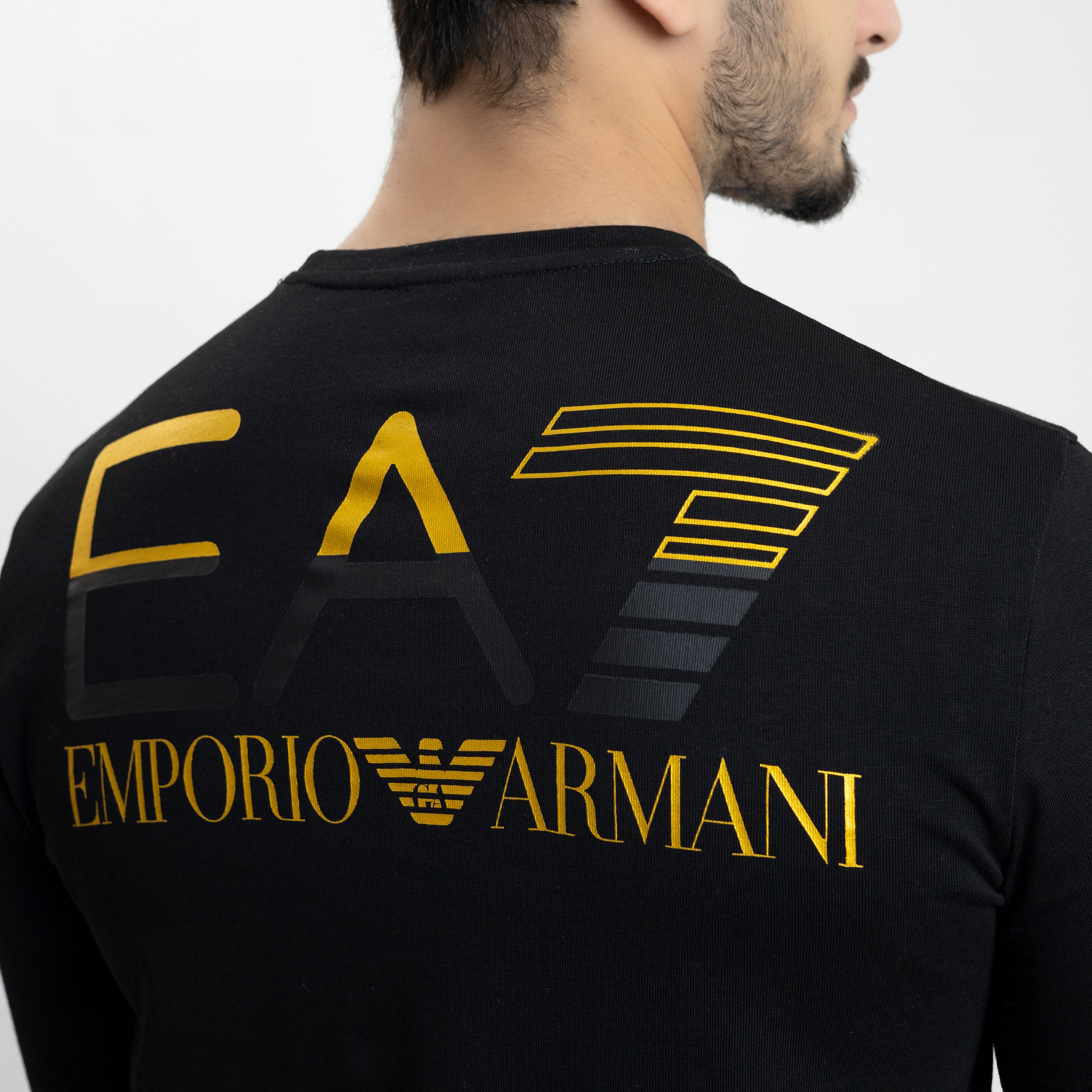 Long Sleeves T-Shirt Gold Print - Black
