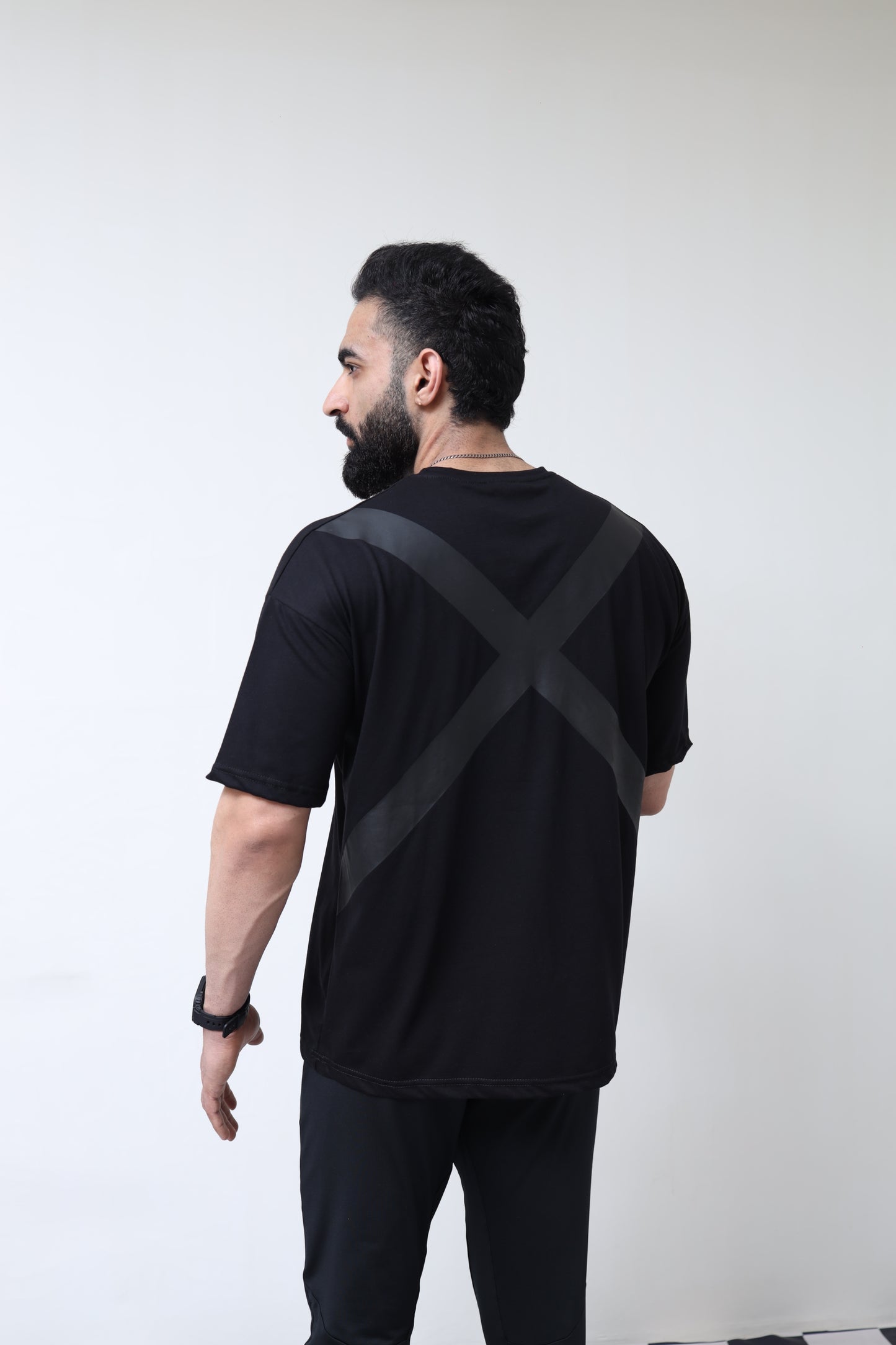 Drop Shoulder T-Shirt Back X - Black