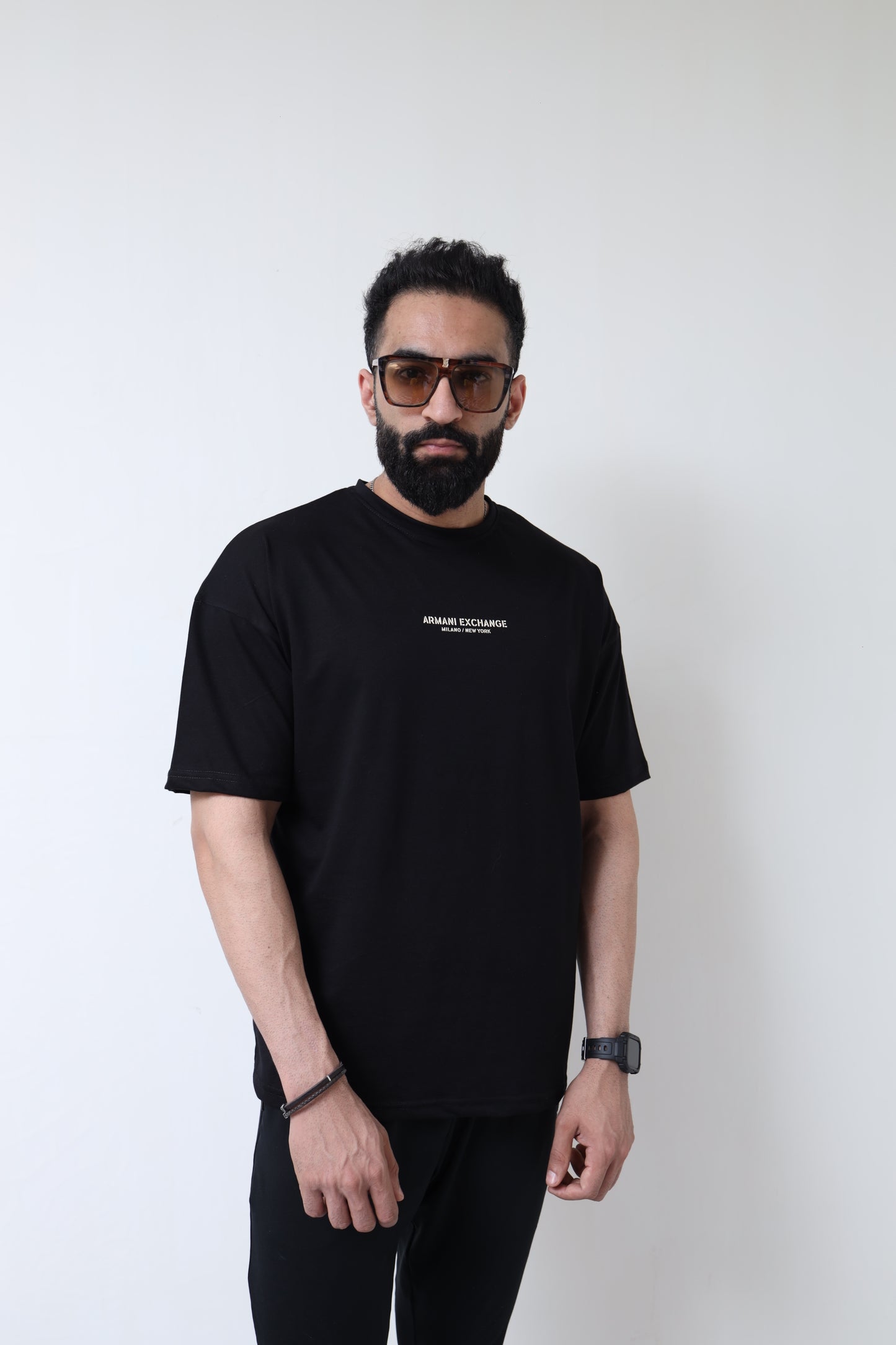 Drop Shoulder T-Shirt Back Print - Black