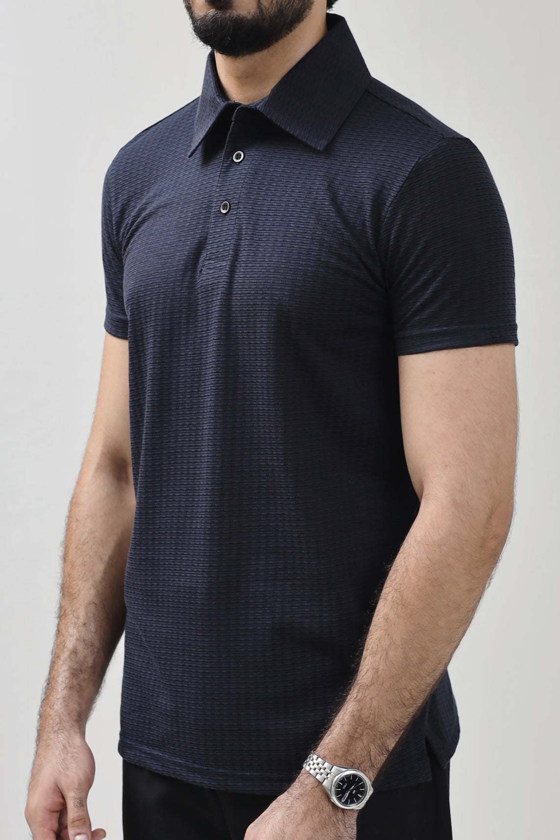 Jacquard texture Polo Shirt - Navy