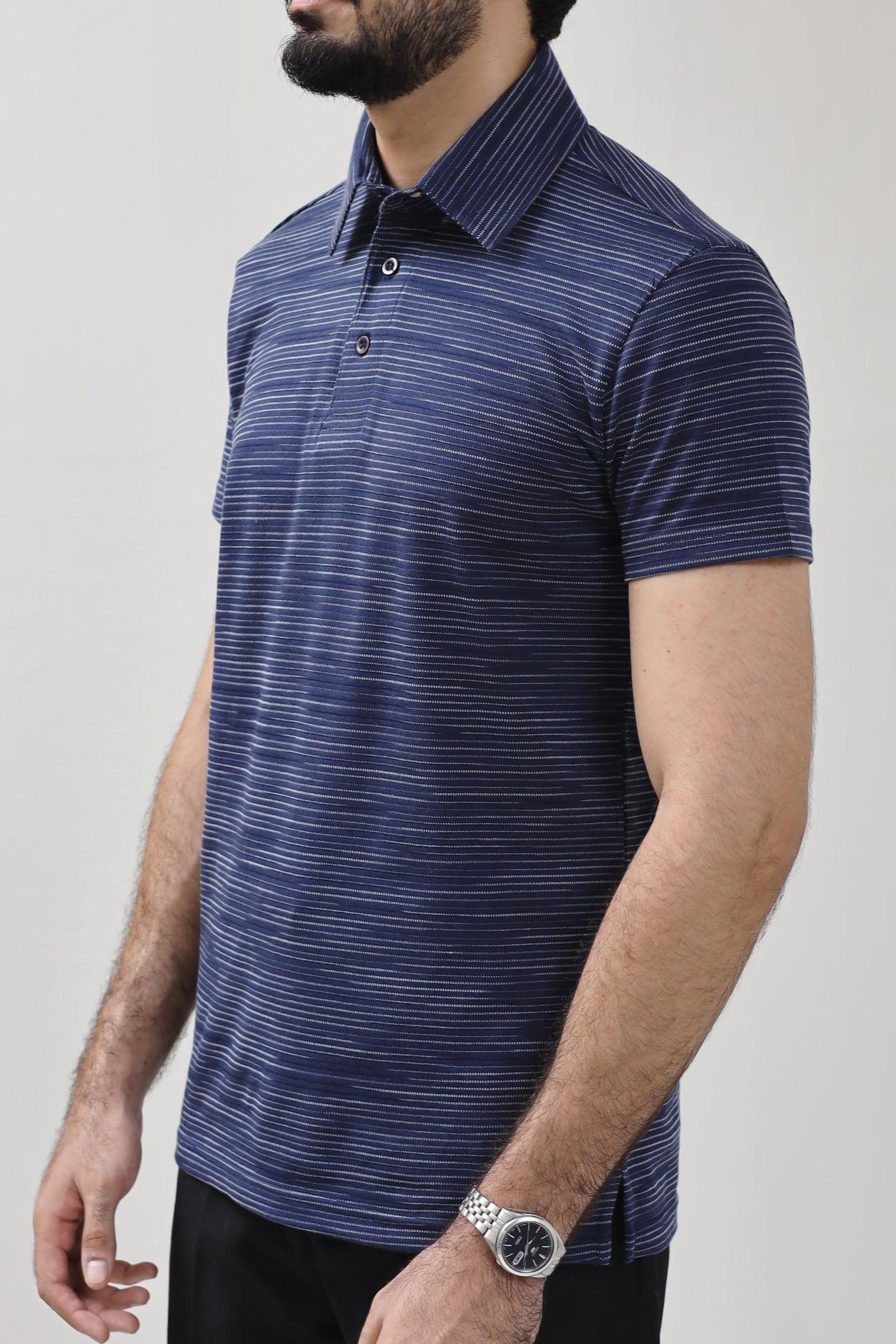 ZRA Textured Polo Shirt - Y&D Navy