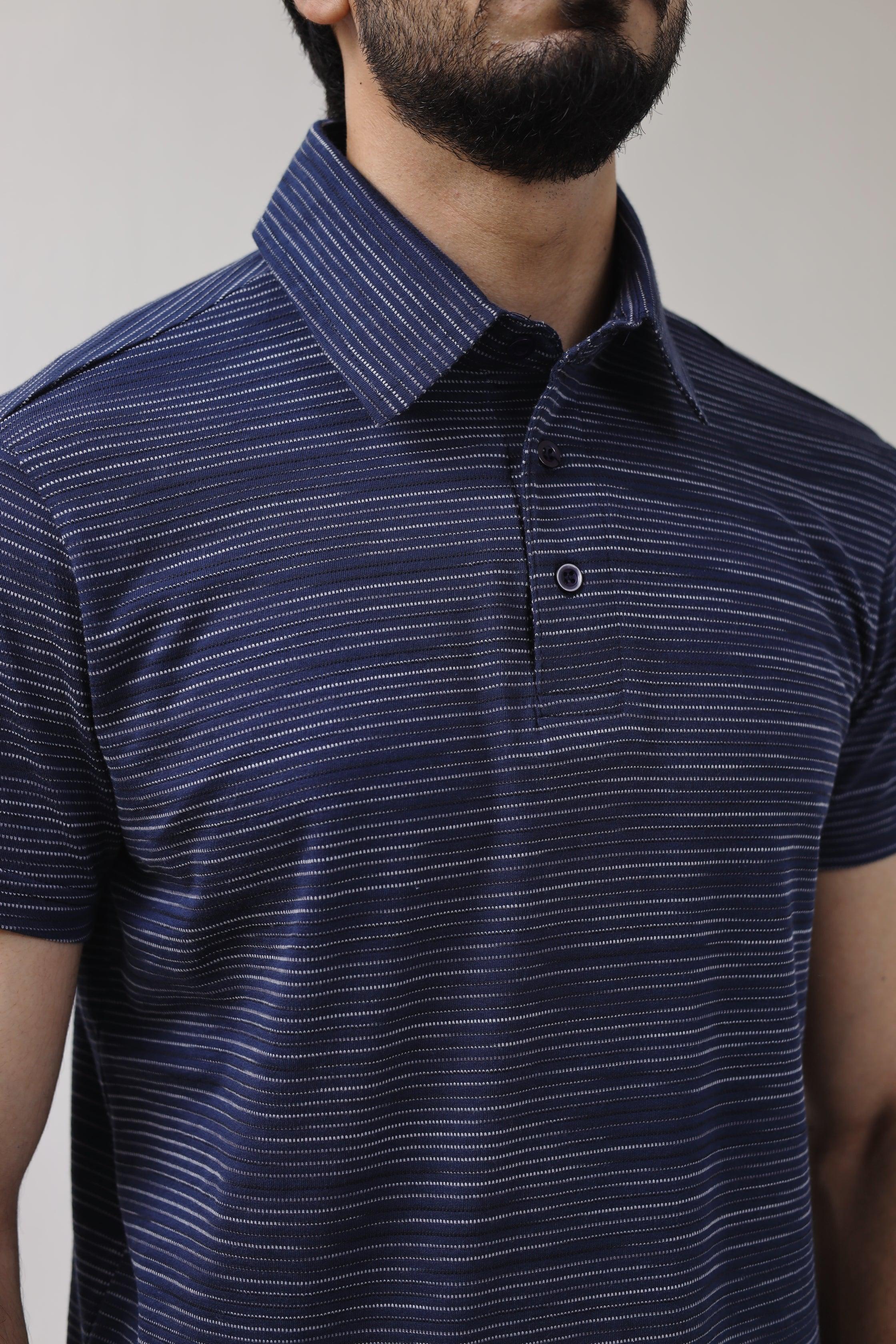 ZRA Textured Polo Shirt - Y&D Navy