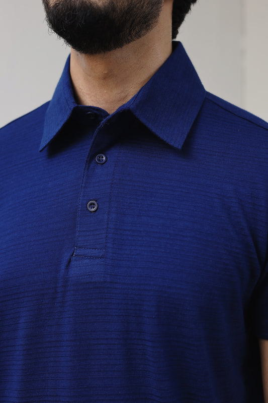 Textured Polo Shirt - Navy