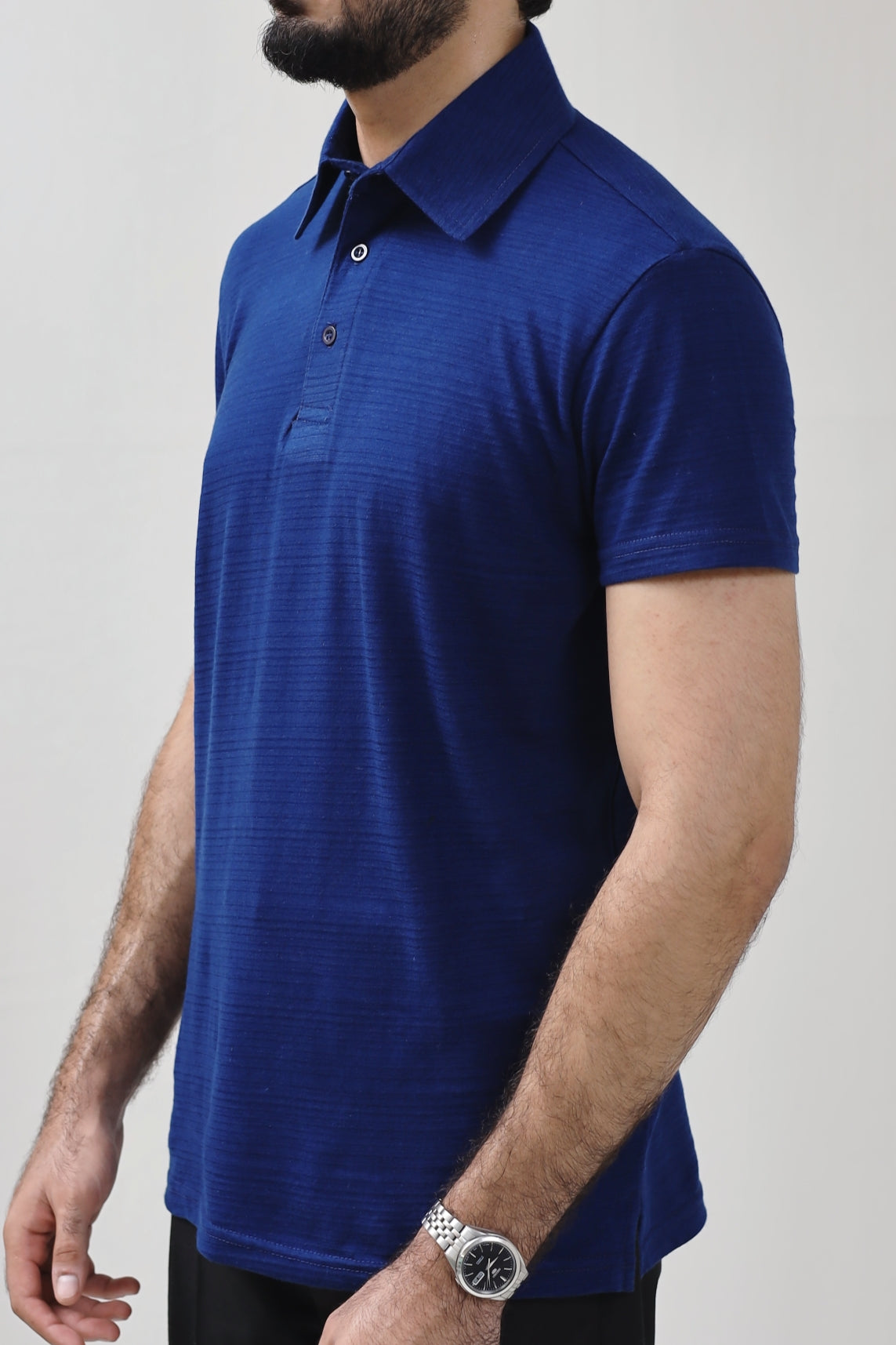 Textured Polo Shirt - Navy