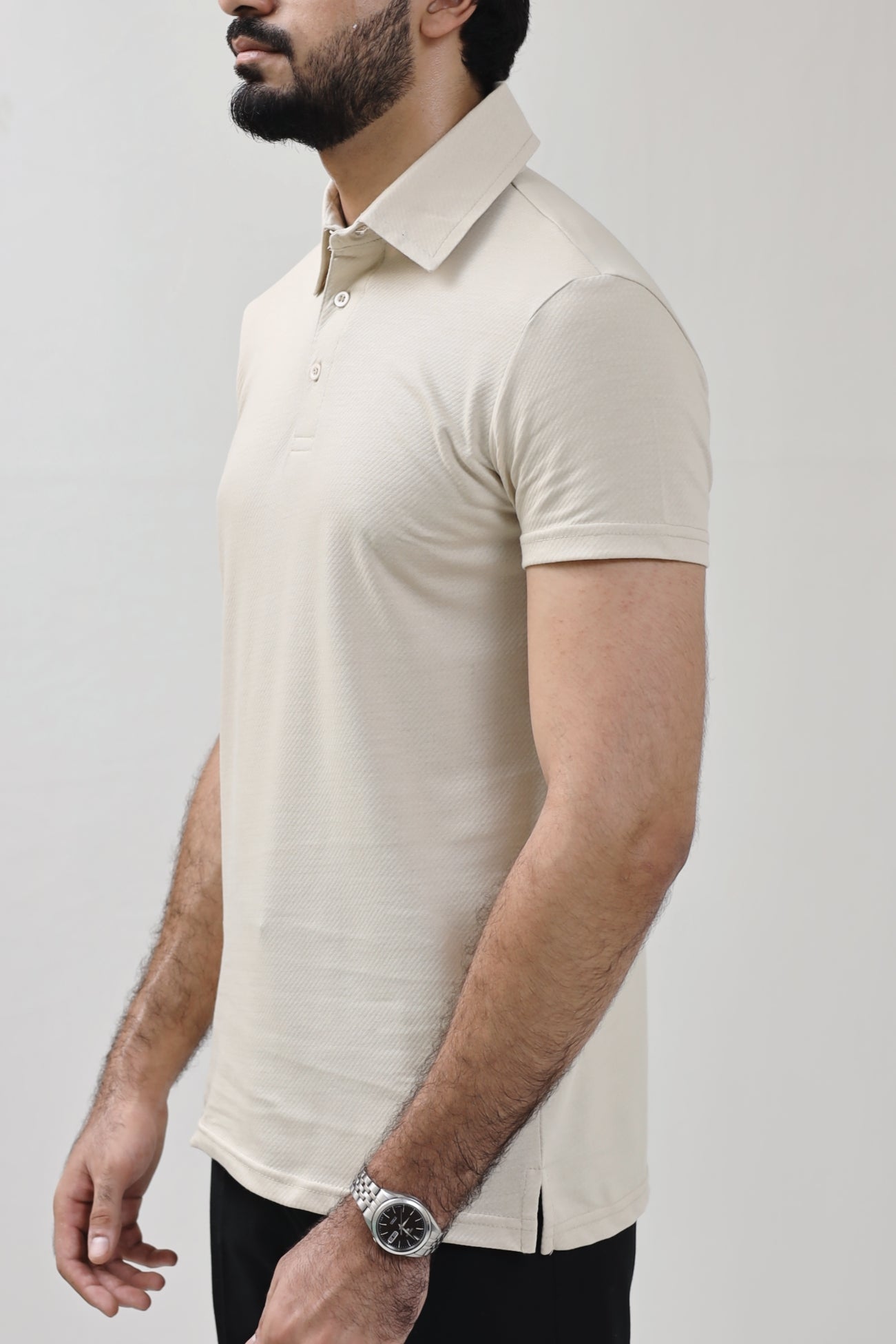 Textured Polo Shirt - Beige