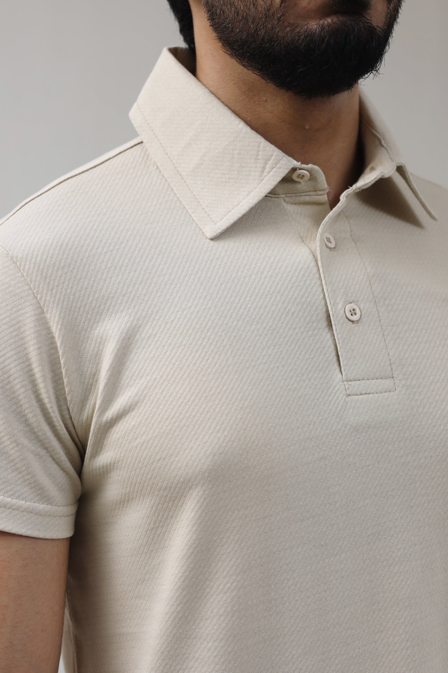 Textured Polo Shirt - Beige