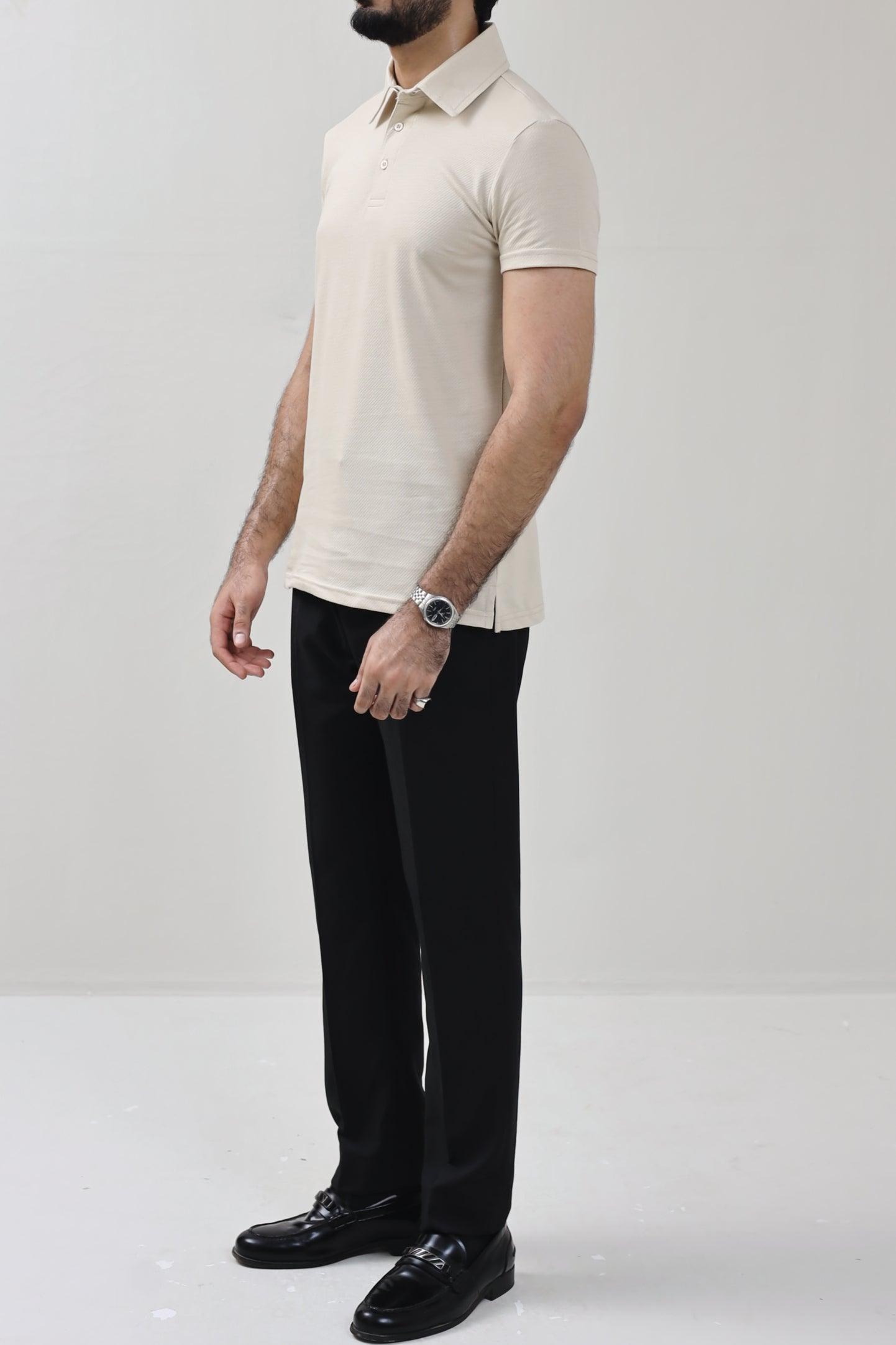 ZRA Textured Polo Shirt - Beige