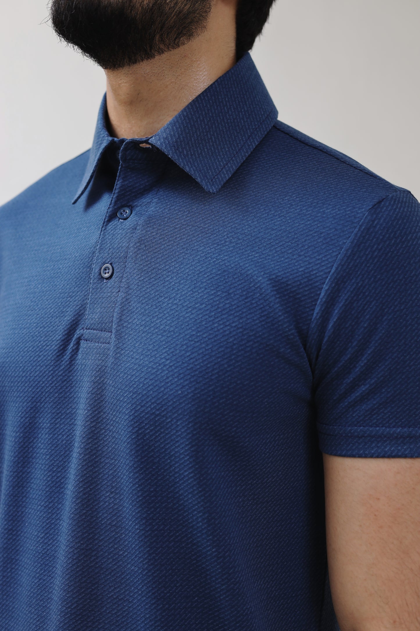 Textured Polo Shirt - Blue