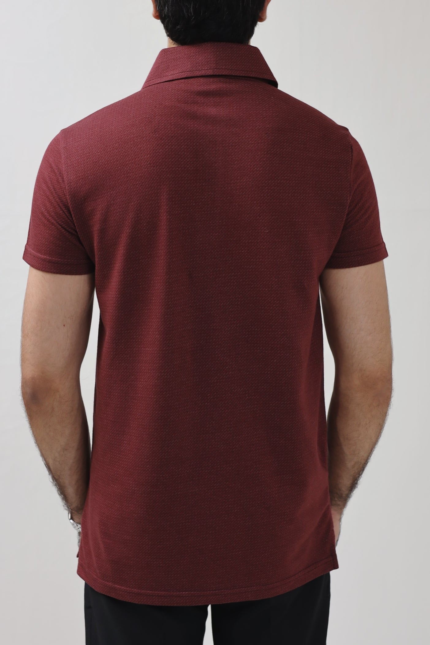 Textured Polo Shirt - Maroon