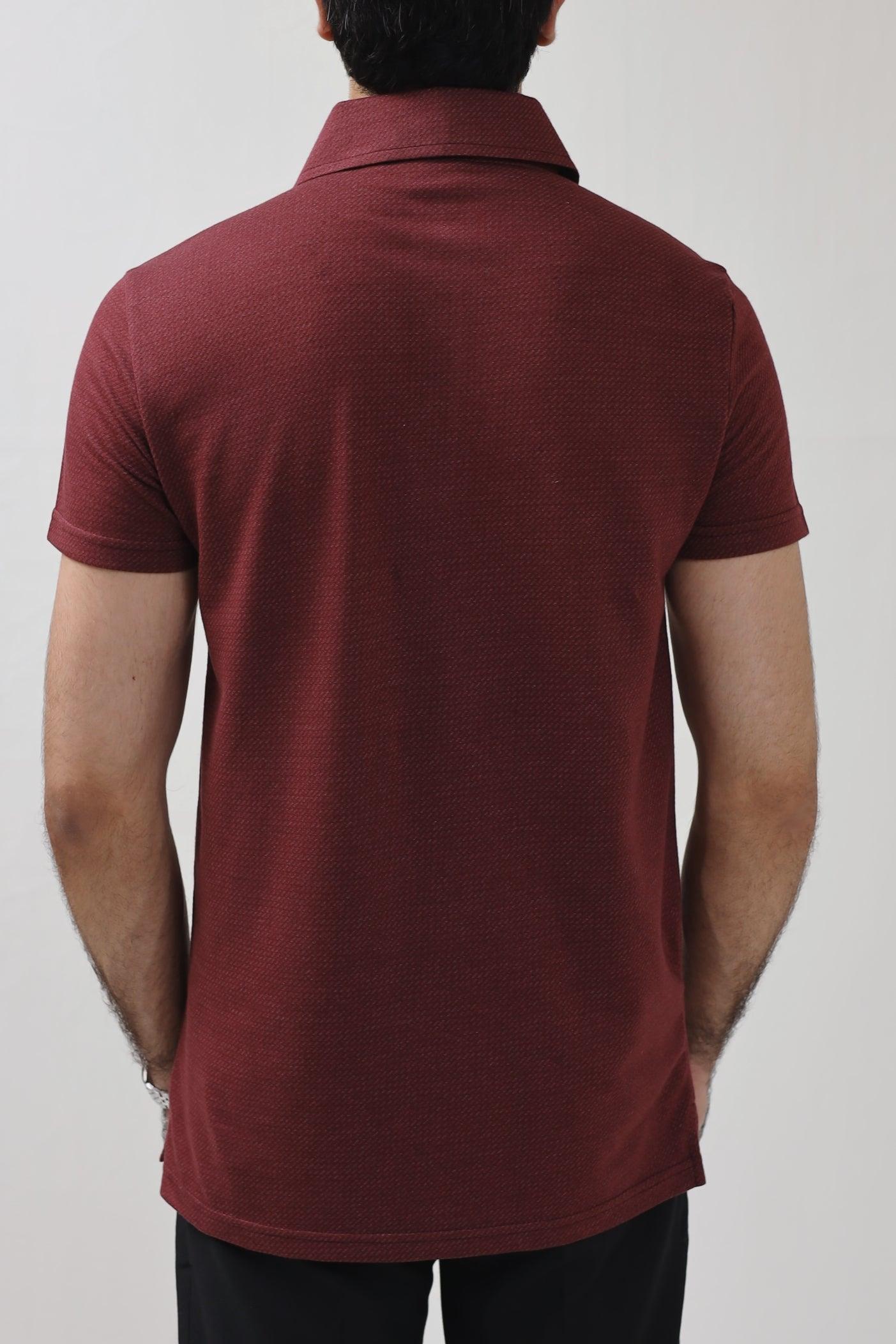 ZRA Textured Polo Shirt - Maroon