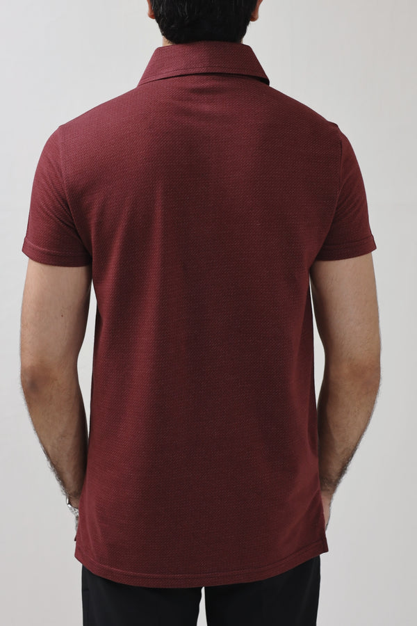 ZRA Textured Polo Shirt - Maroon