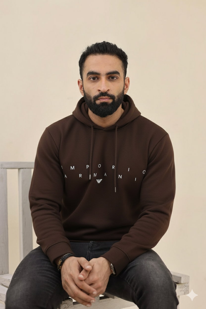 EA Embroidery Hoodie - Brown