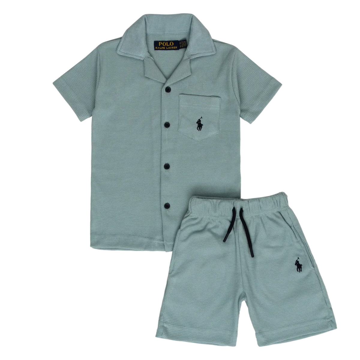 RL - Kids Twinsets Waffle Textured - Sage Green