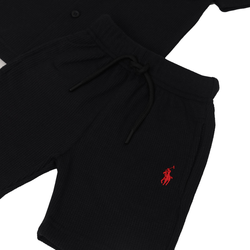RL - Kids Twinsets Waffle Textured - Black