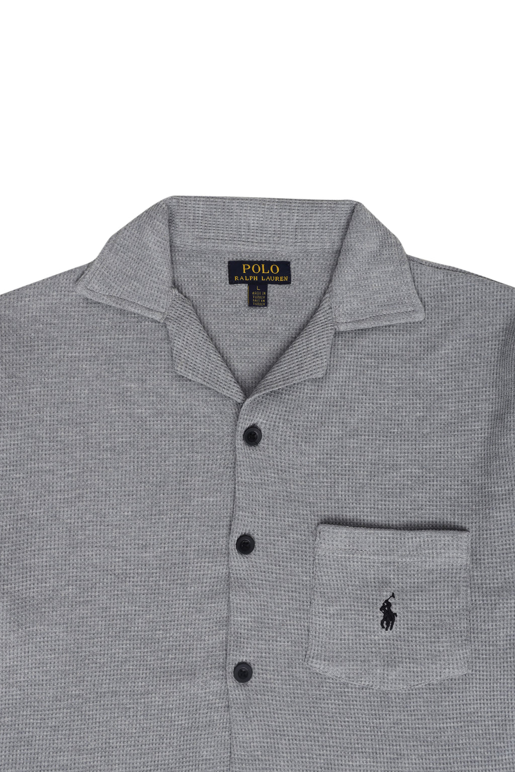 Men’s R-L Cuban Collar Shirt – Waffle Textured - Heather Grey