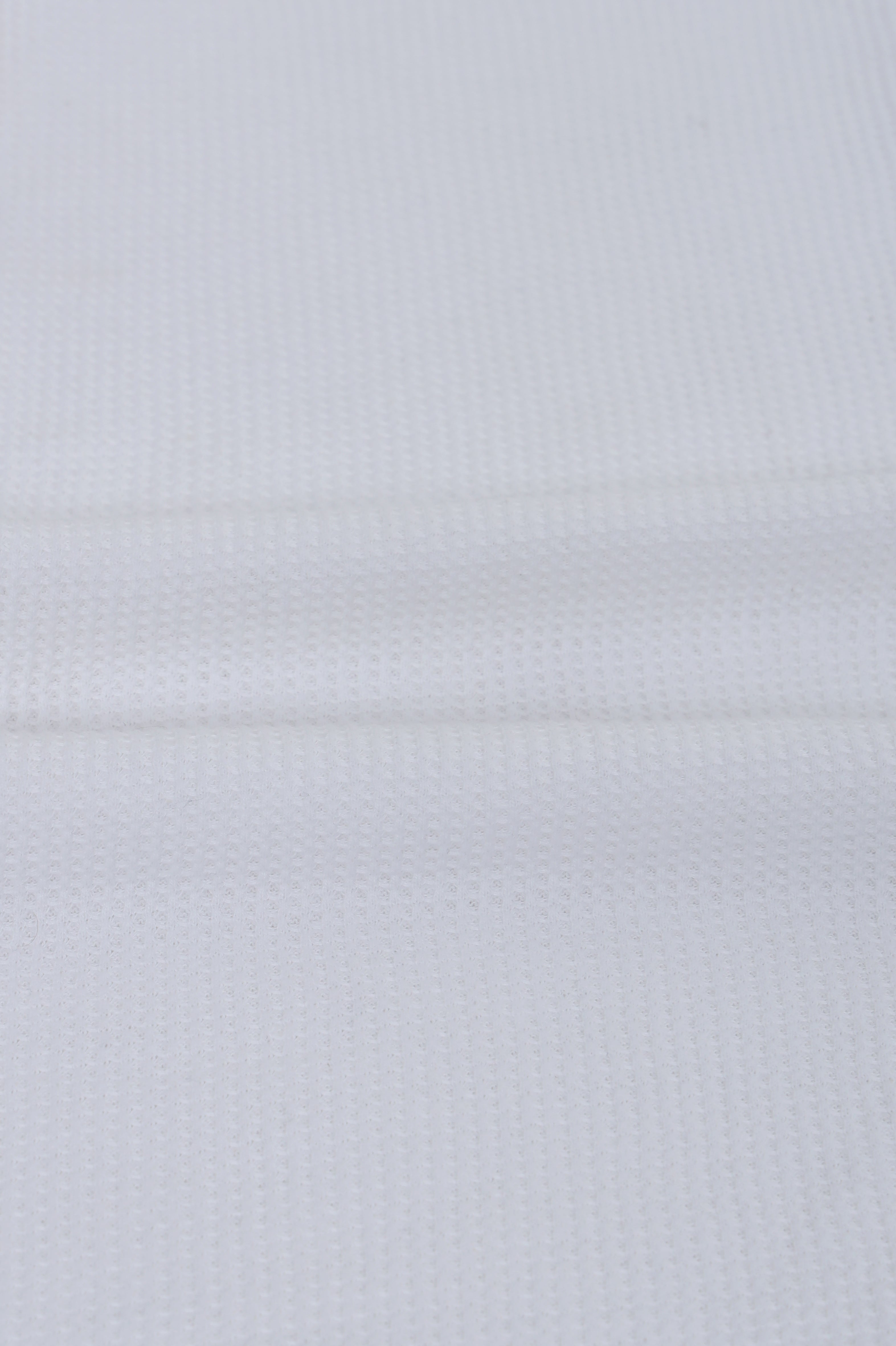 Men’s R-L Cuban Collar Shirt – Waffle Textured - White