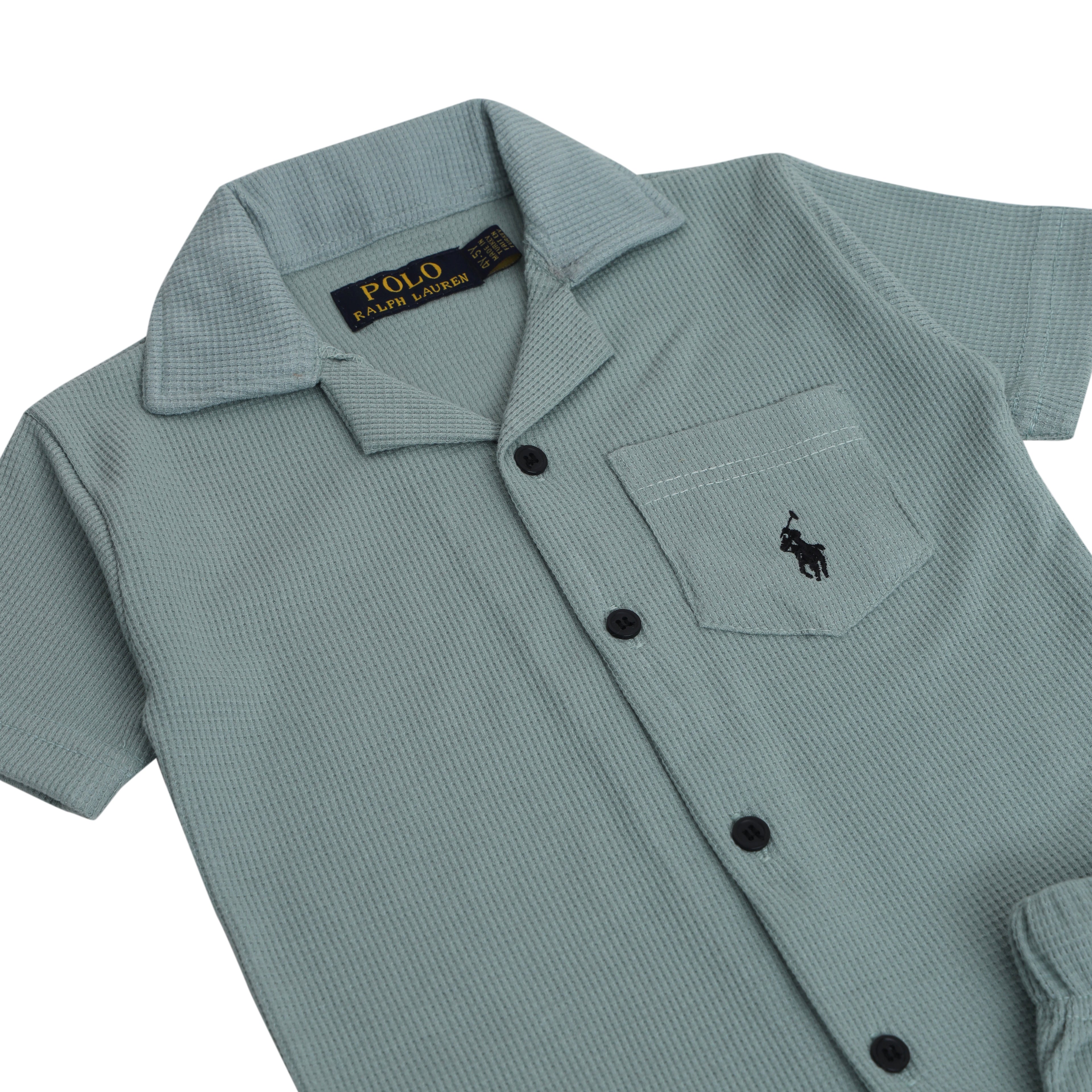RL - Kids Twinsets Waffle Textured - Sage Green