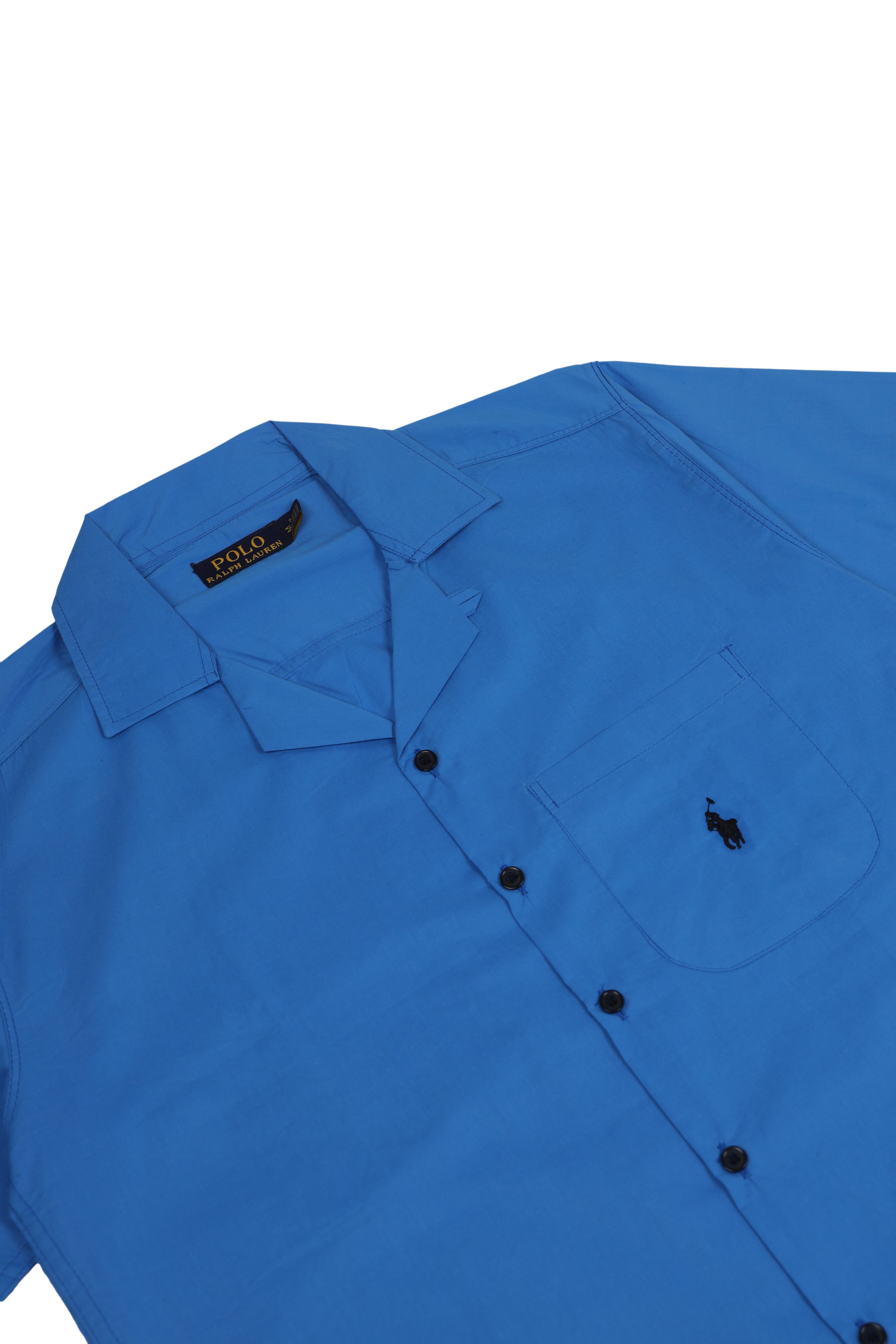 Men's R-L Cuban Collar Shirt – Blue