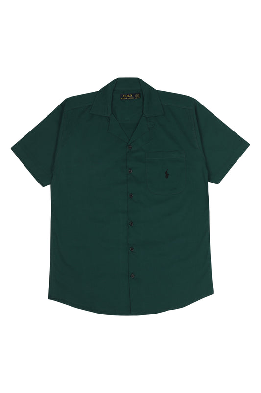 Men's R-L Cuban Collar Shirt – Dark Green