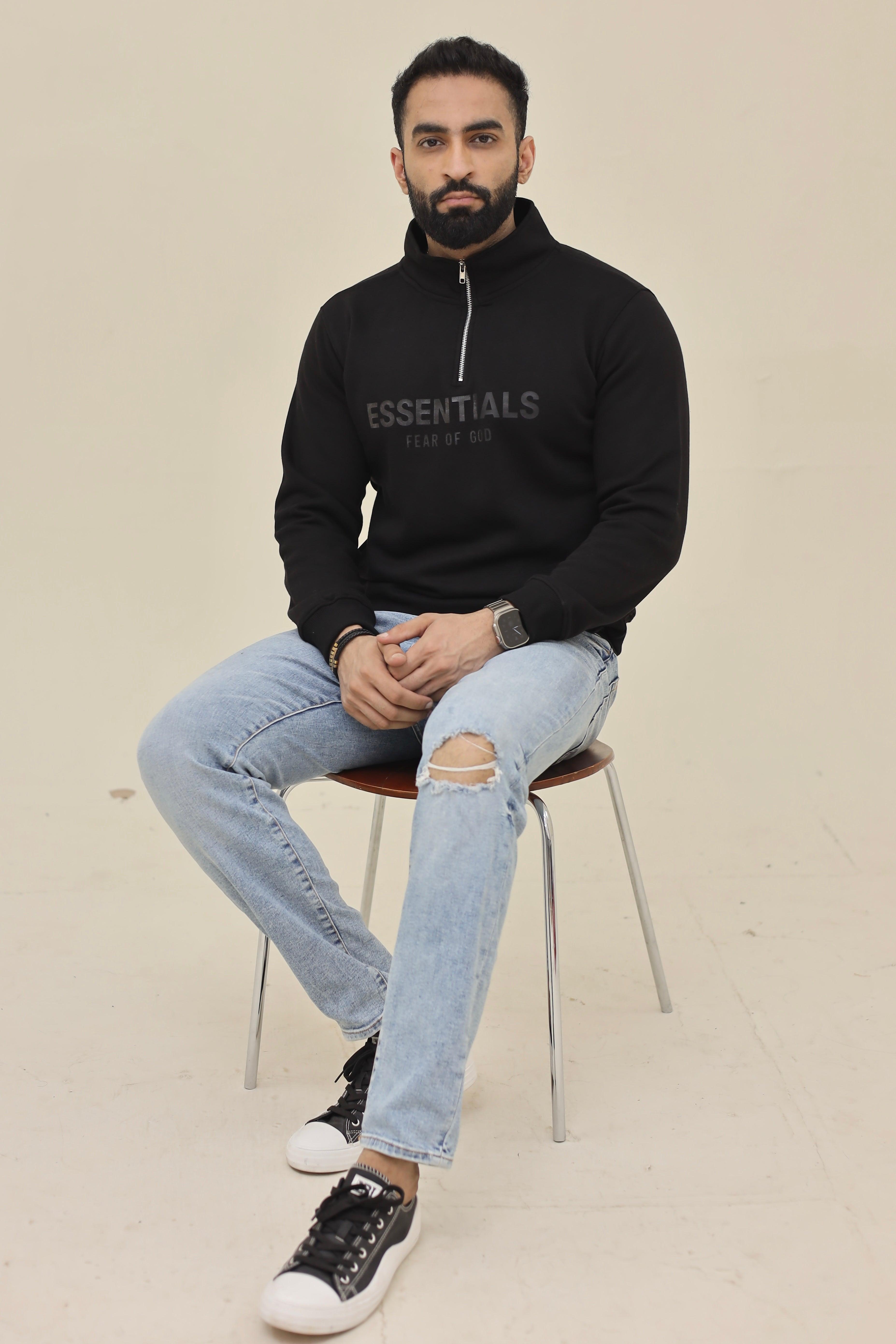 Essential Mock neck zipper - Black