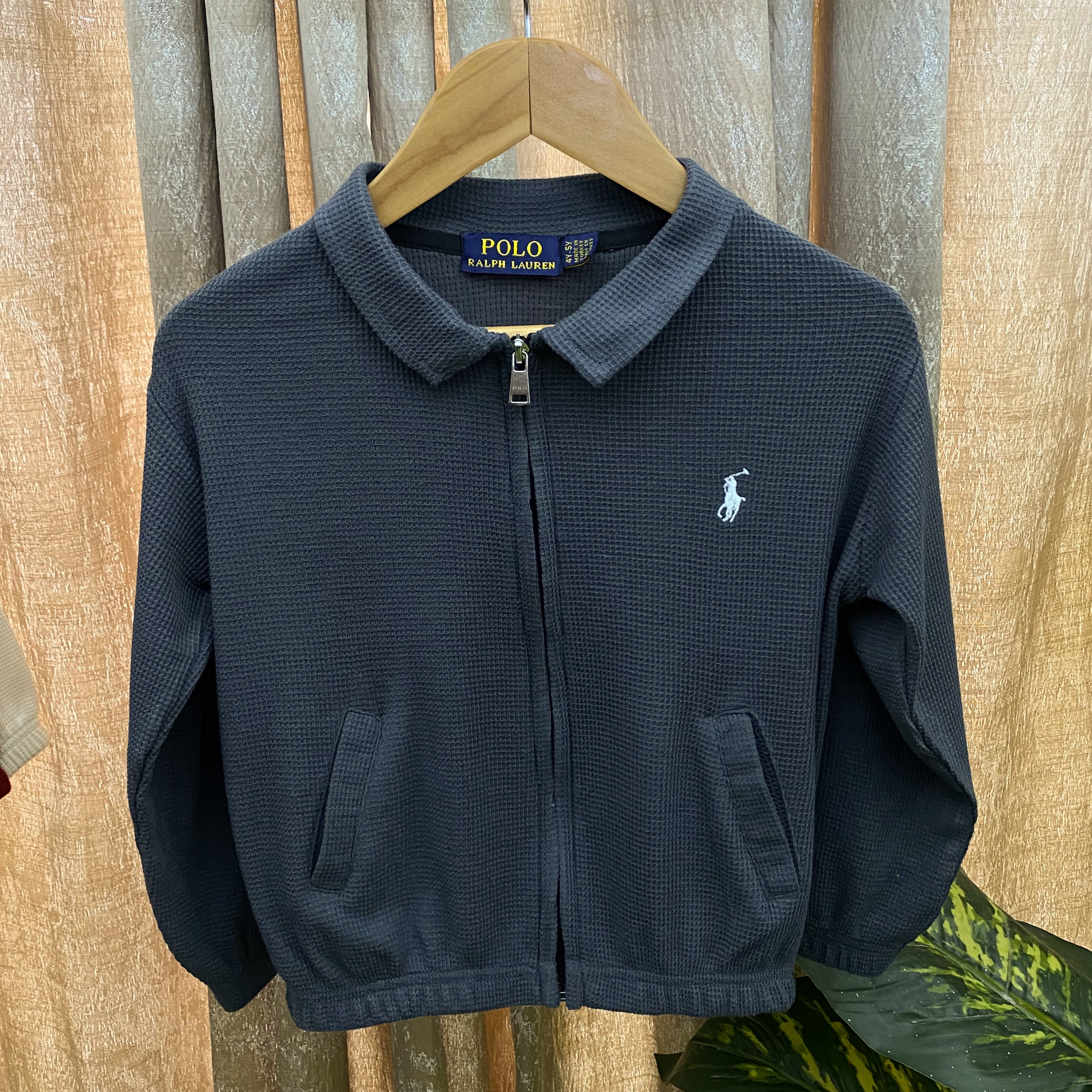 RL - Kids Zipper Waffle Textured - Charcoal