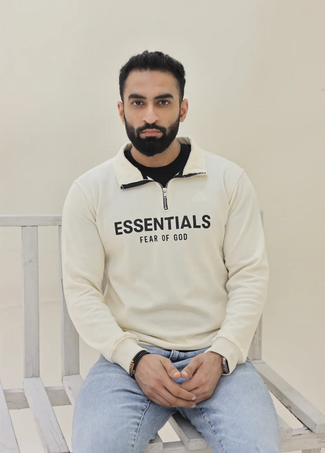 Essential Mock neck zipper - Creme