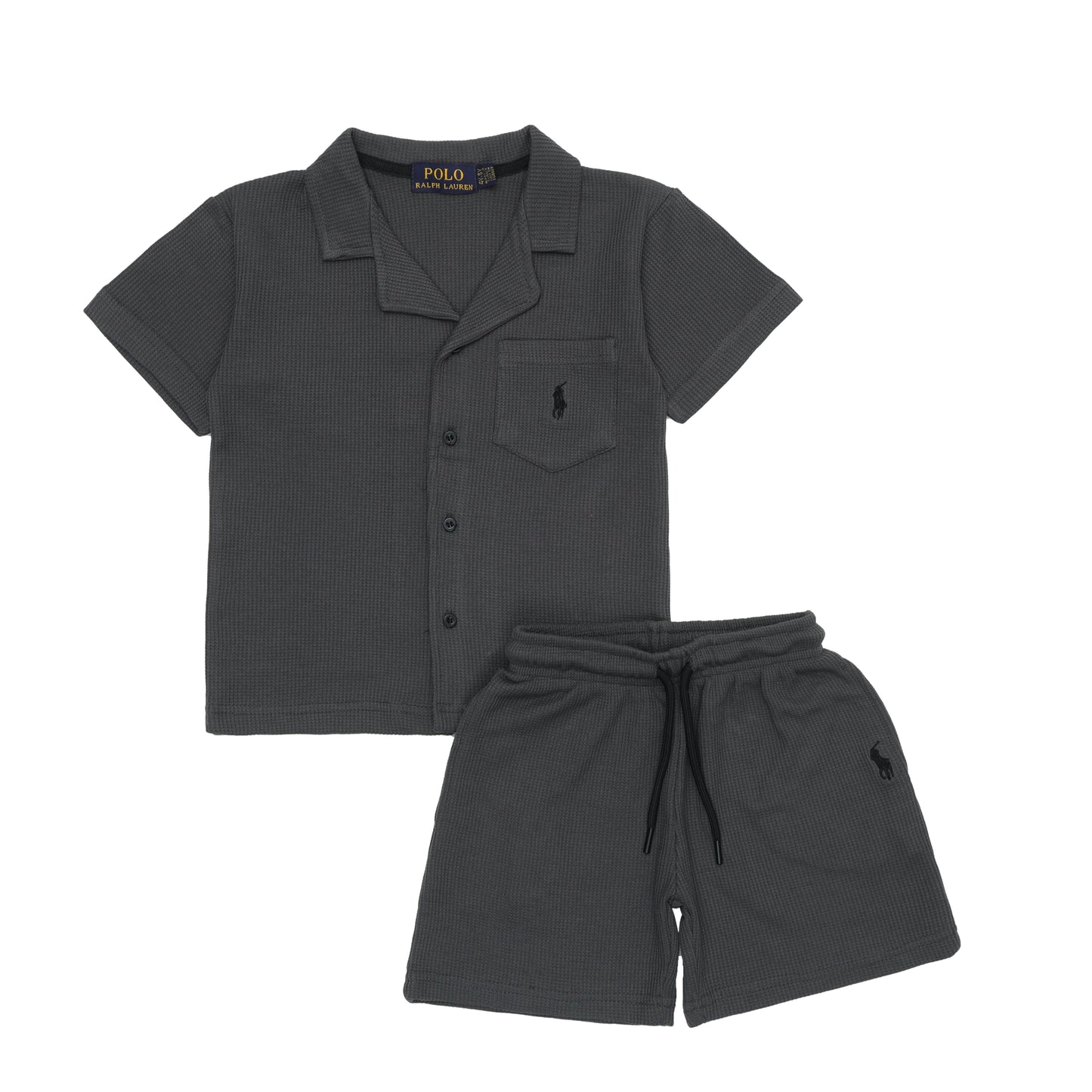 RL - Kids Twinsets Waffle Textured - Charcoal