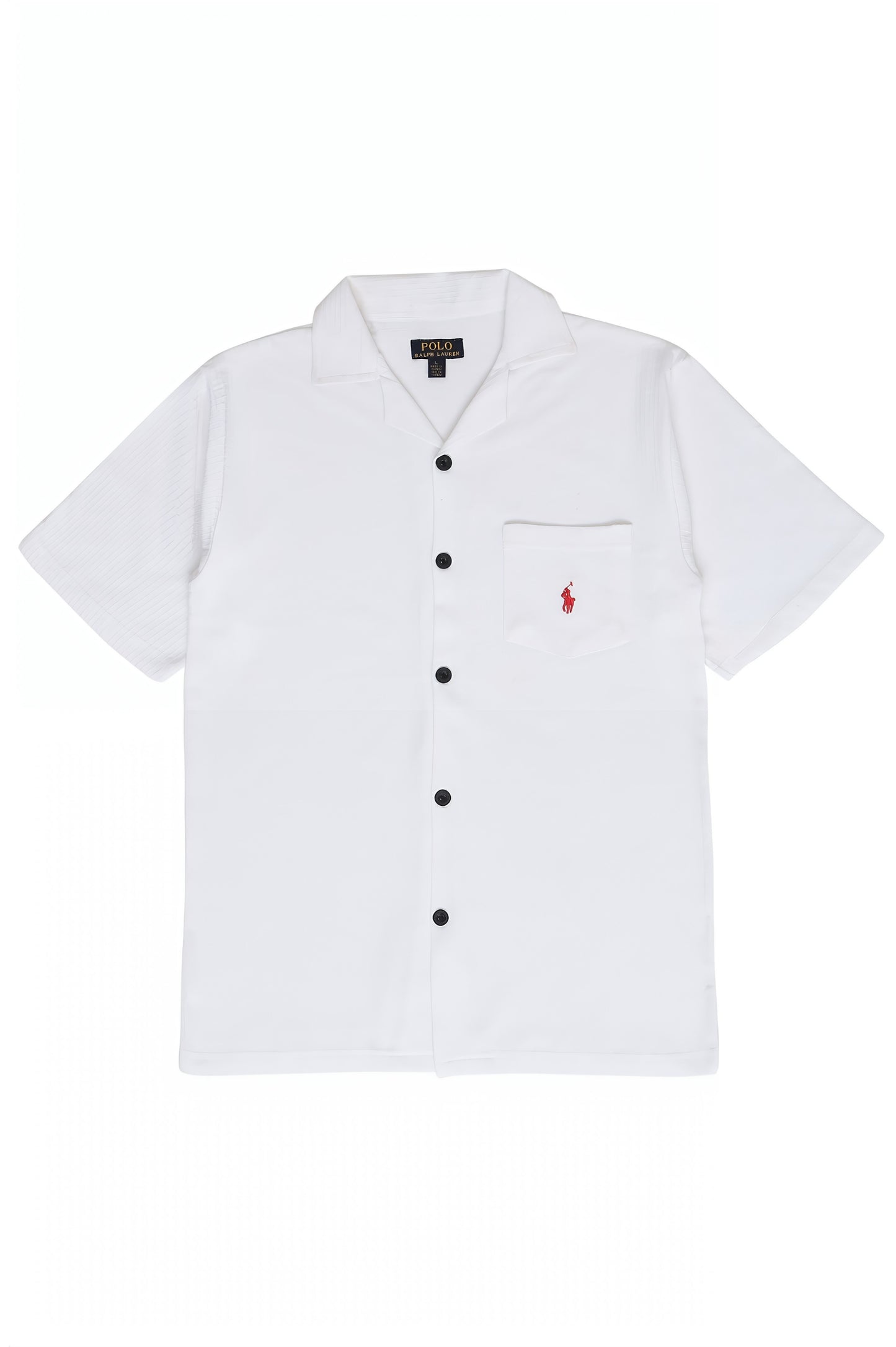 Men’s R-L Cuban Collar Shirt – Textured - White