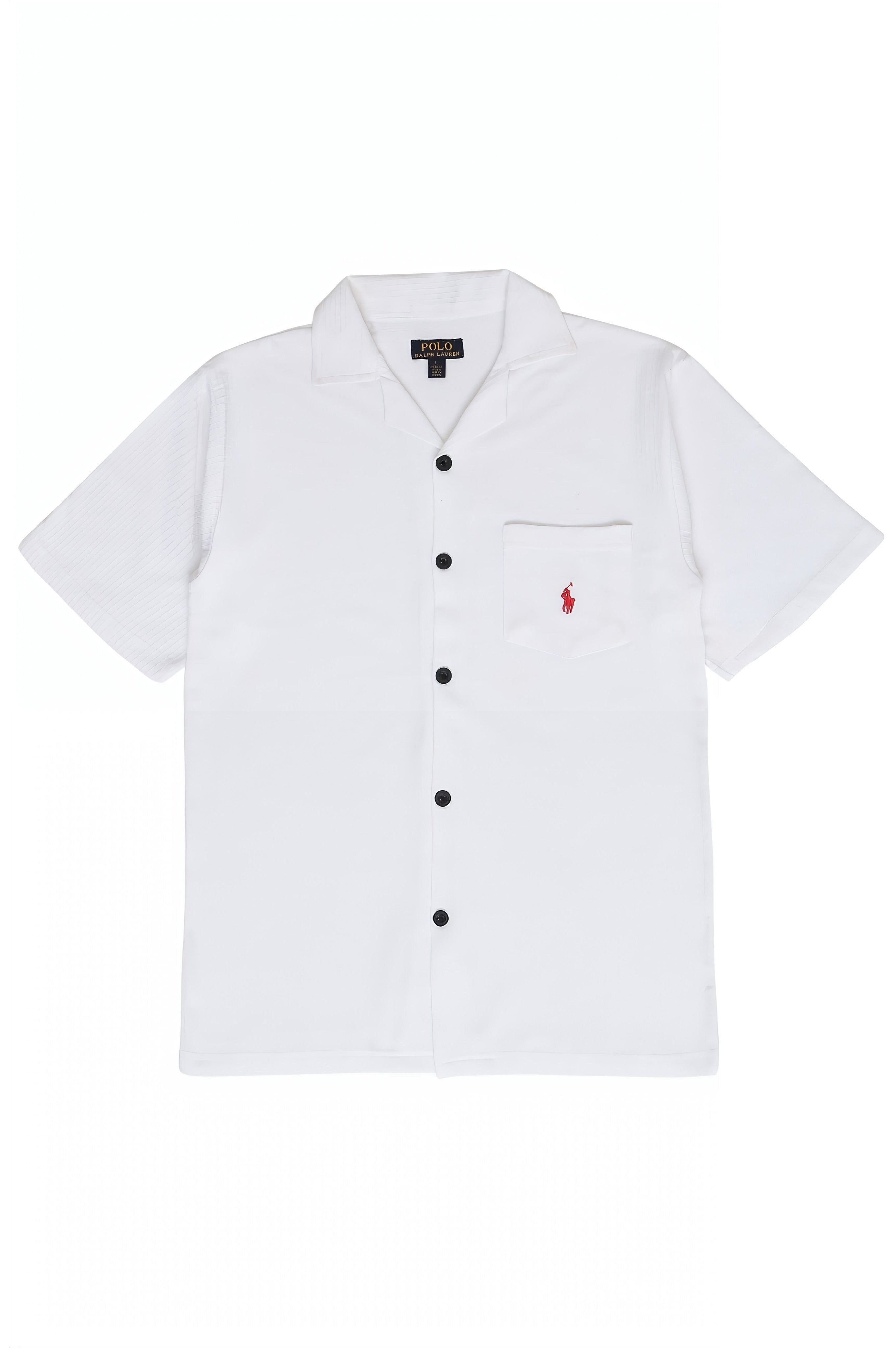 Men’s R-L Cuban Collar Shirt – Textured - White