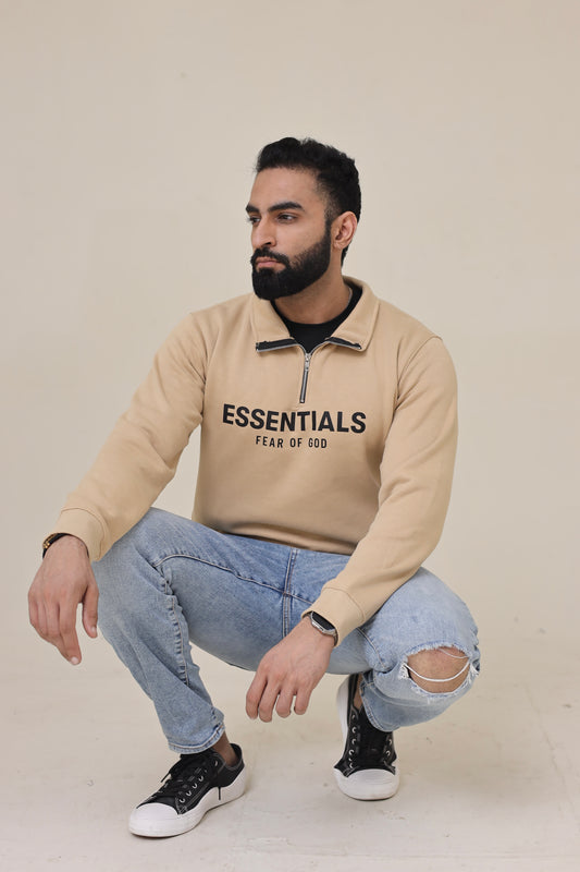 Essential Mock neck zipper - Light Brown