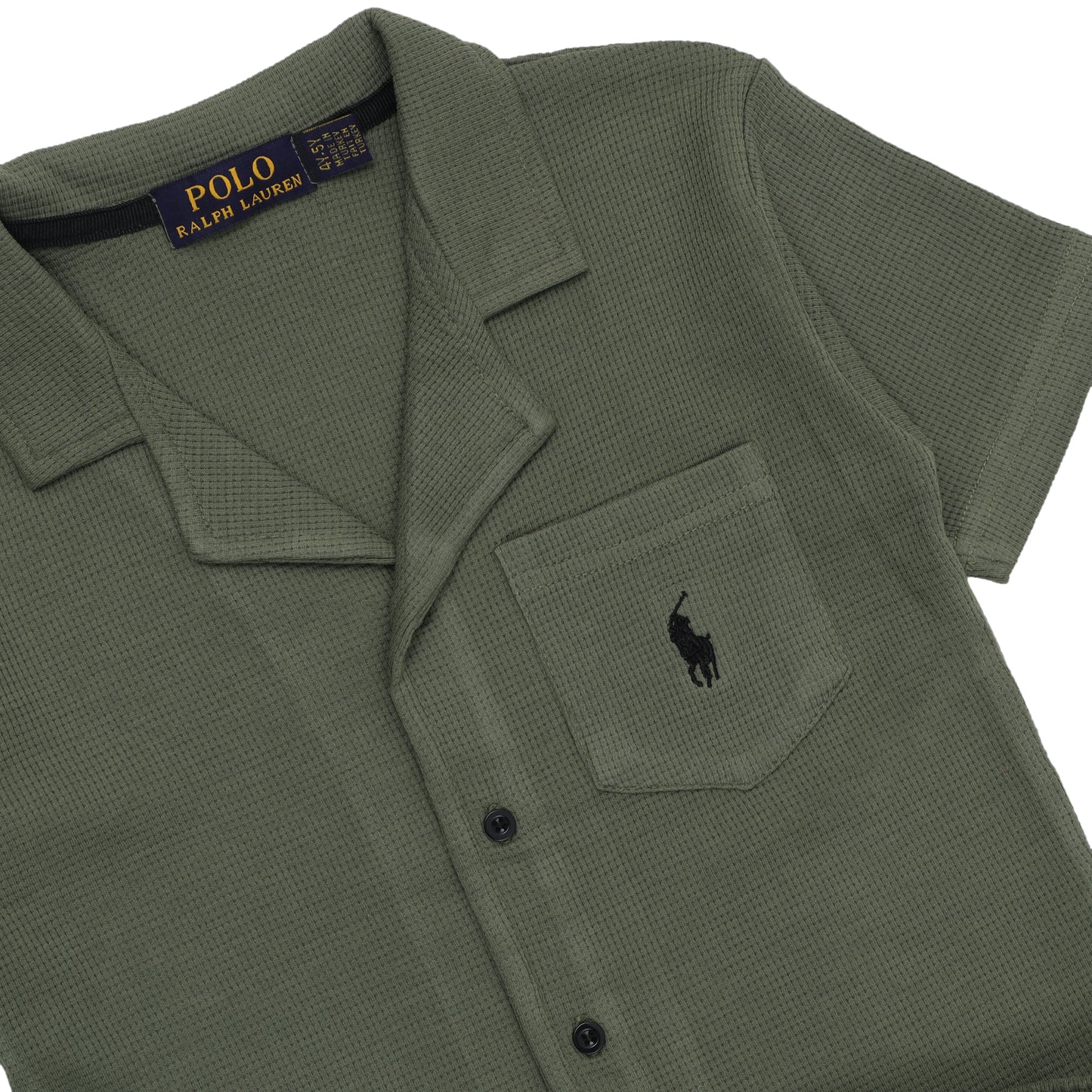 RL - Kids Twinsets Waffle Textured - Olive Green