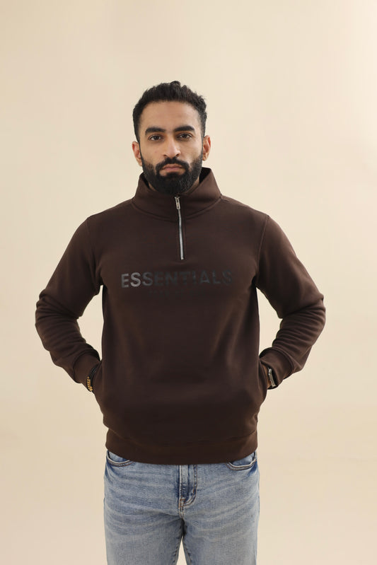 Essential Mock neck zipper - Dark Brown