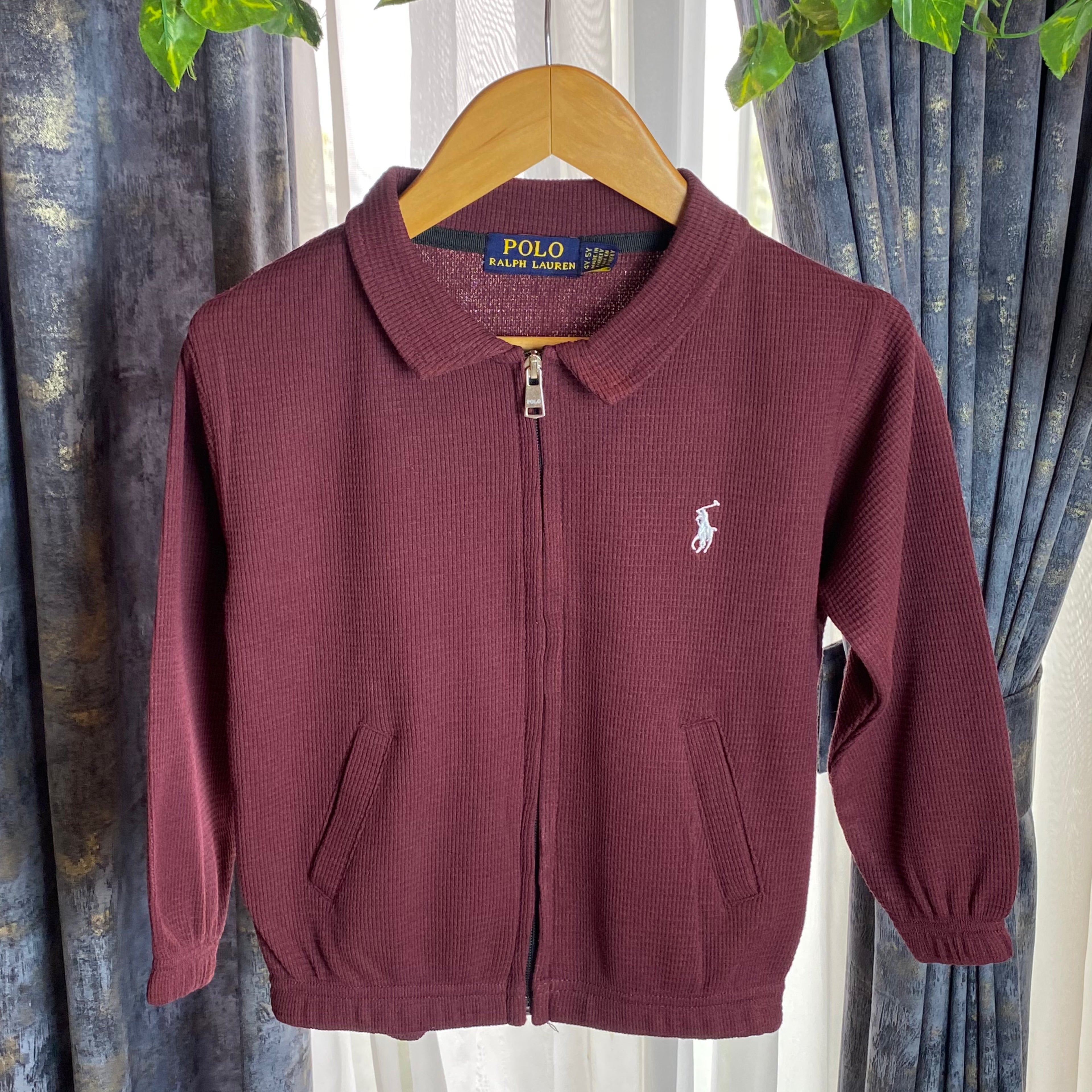 RL - Kids Zipper Waffle Textured - Maroon