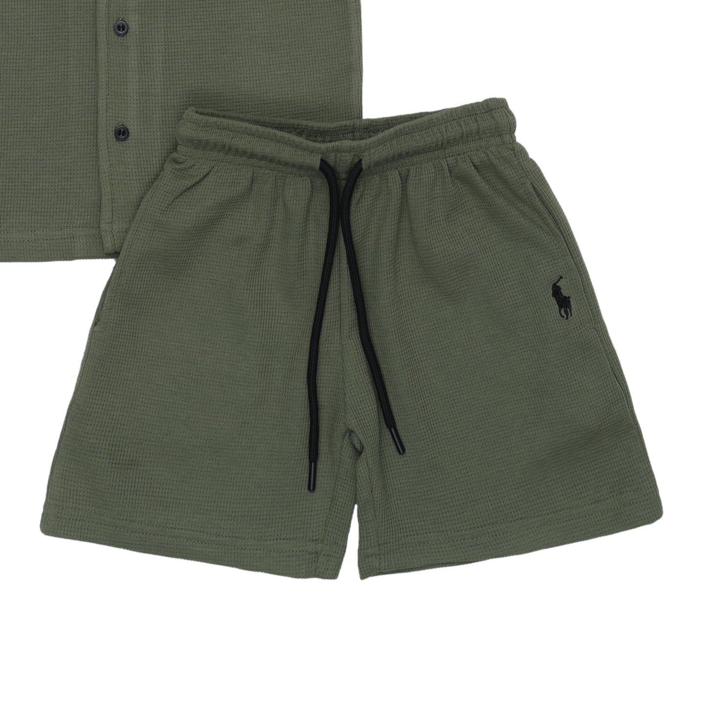 RL - Kids Twinsets Waffle Textured - Olive Green