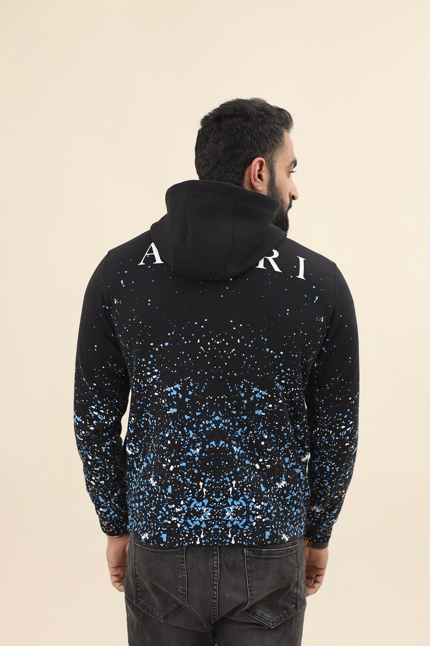 Amri Hoodie All over paint - Black