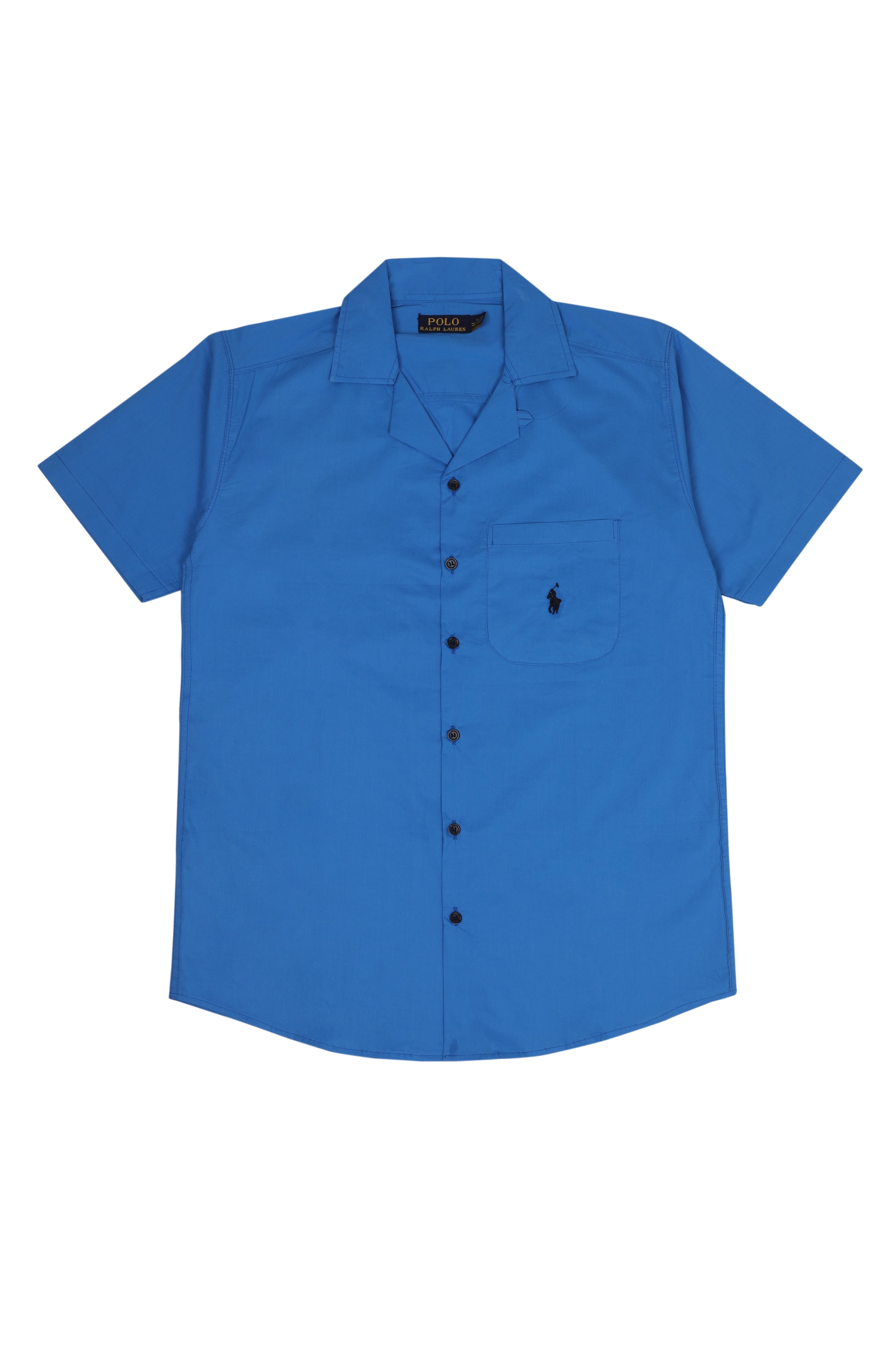 Men's R-L Cuban Collar Shirt – Blue