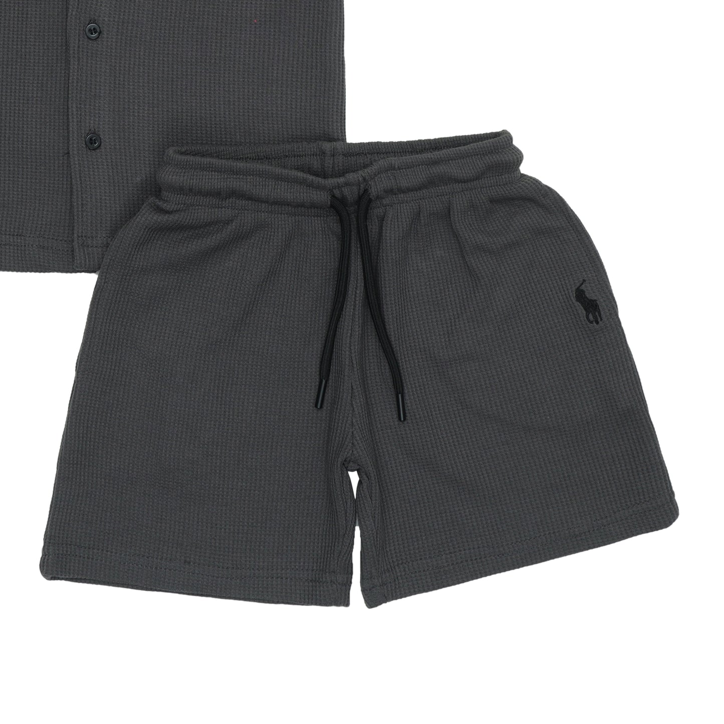 RL - Kids Twinsets Waffle Textured - Charcoal
